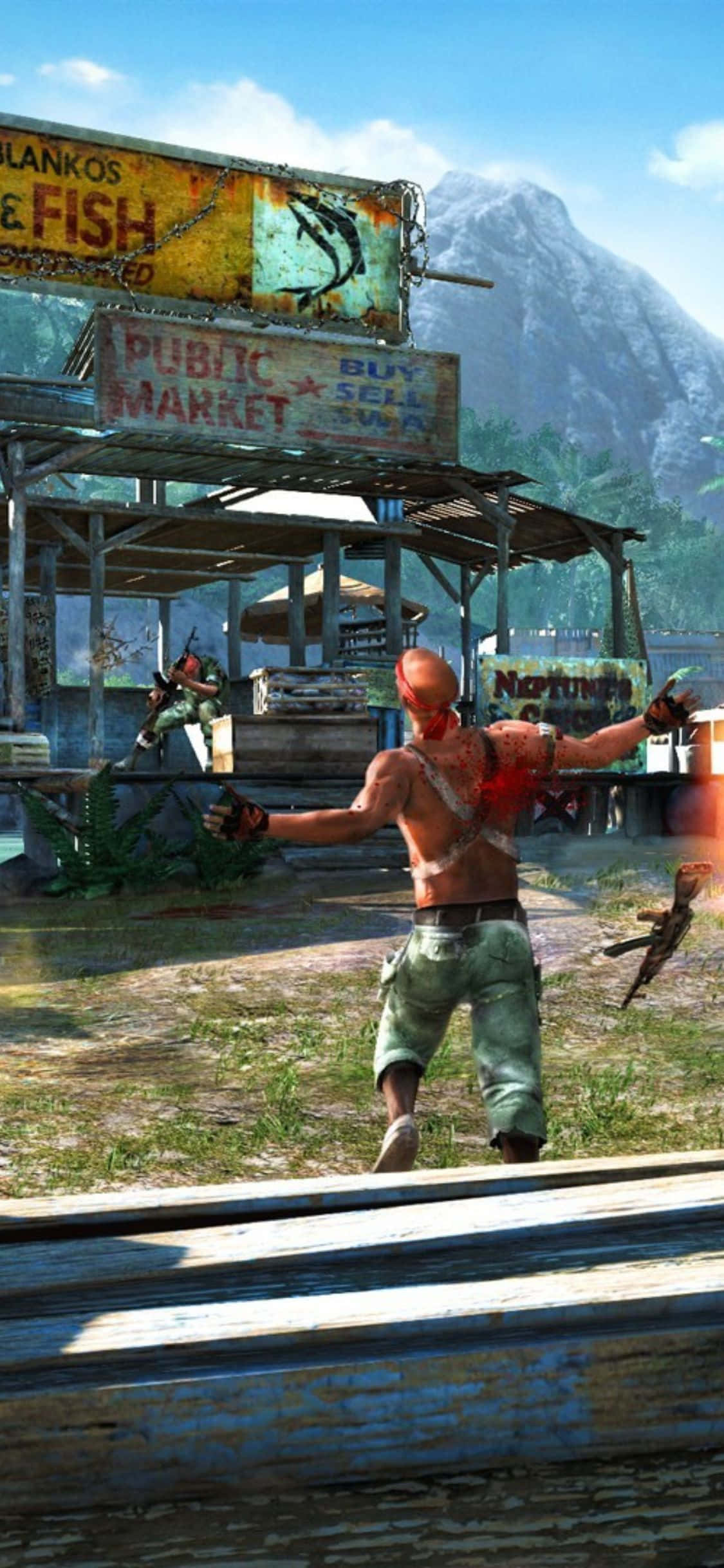 พื้นหลัง iPhone X Far Cry 3 ชายถูกยิงปืน วอลเปเปอร์