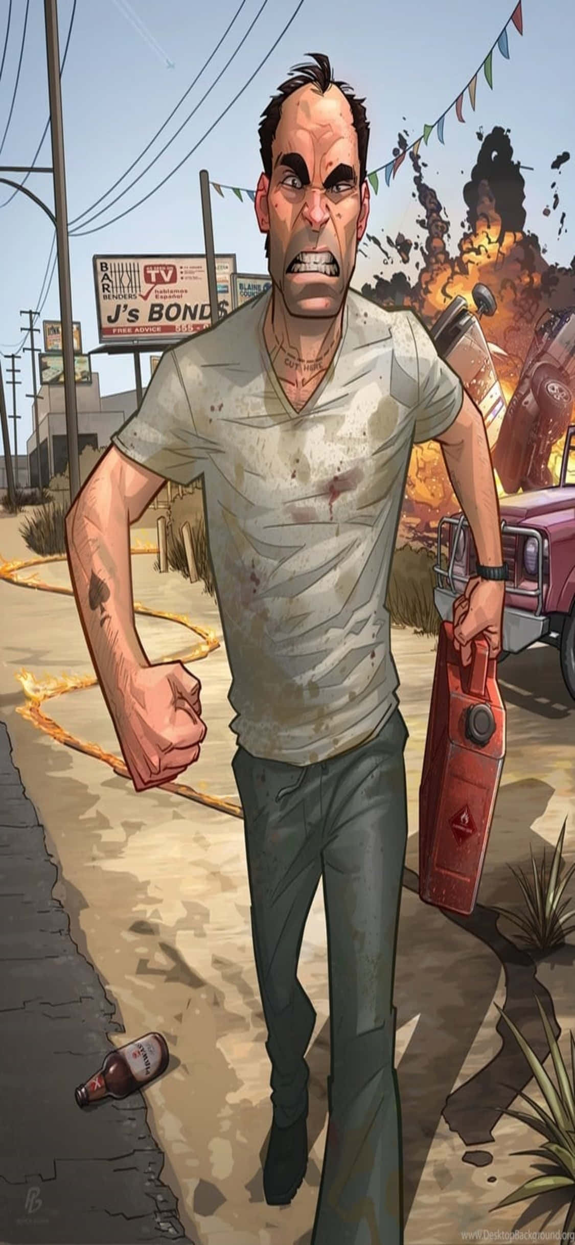 iPhone X Grand Theft Auto V พื้นหลัง Trevor โกรธ วอลเปเปอร์
