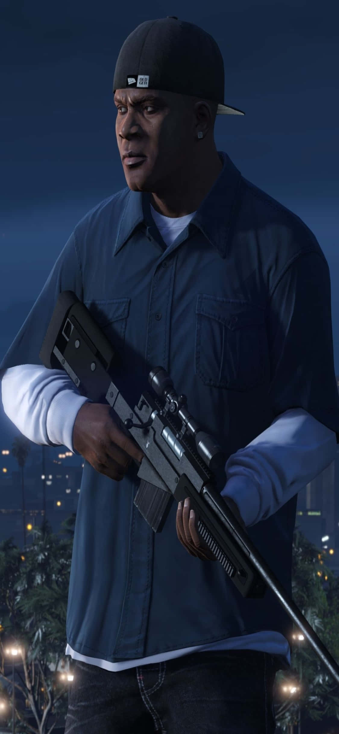 พื้นหลัง iPhone X Grand Theft Auto V แฟรงคลินและปืน วอลเปเปอร์