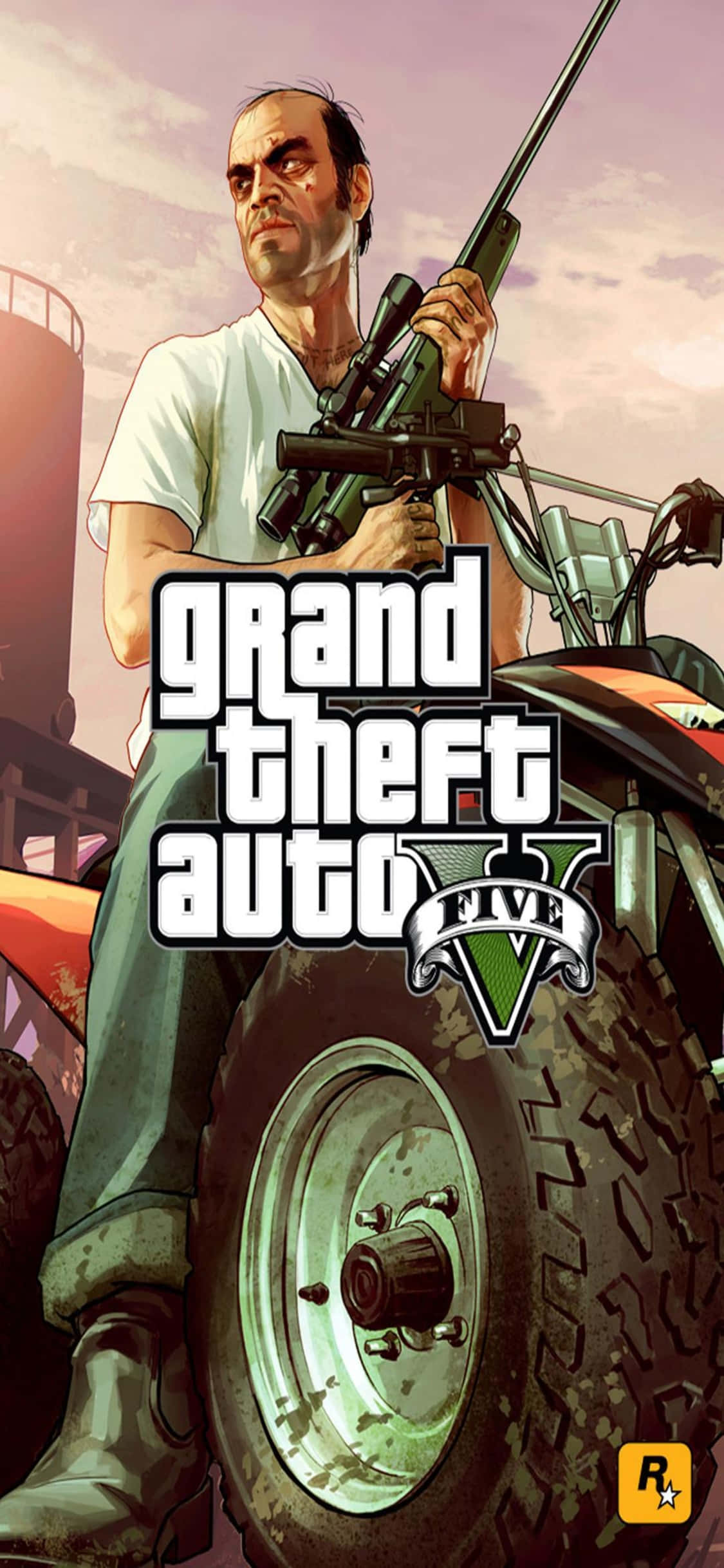 พื้นหลัง iPhone X Grand Theft Auto V Trevor นั่ง วอลเปเปอร์
