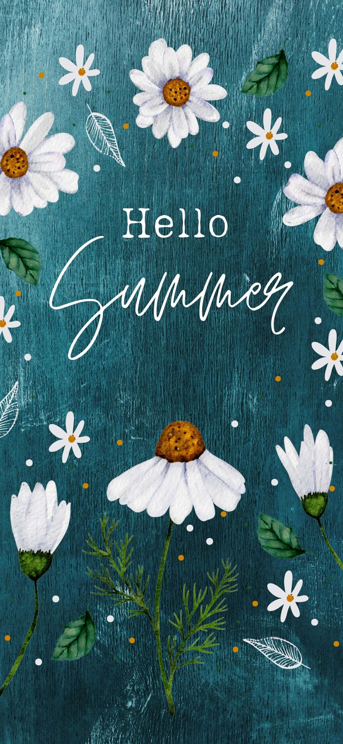 พื้นหลังฤดูร้อน iPhone X ลายดอกไม้ Hello Summer วอลเปเปอร์