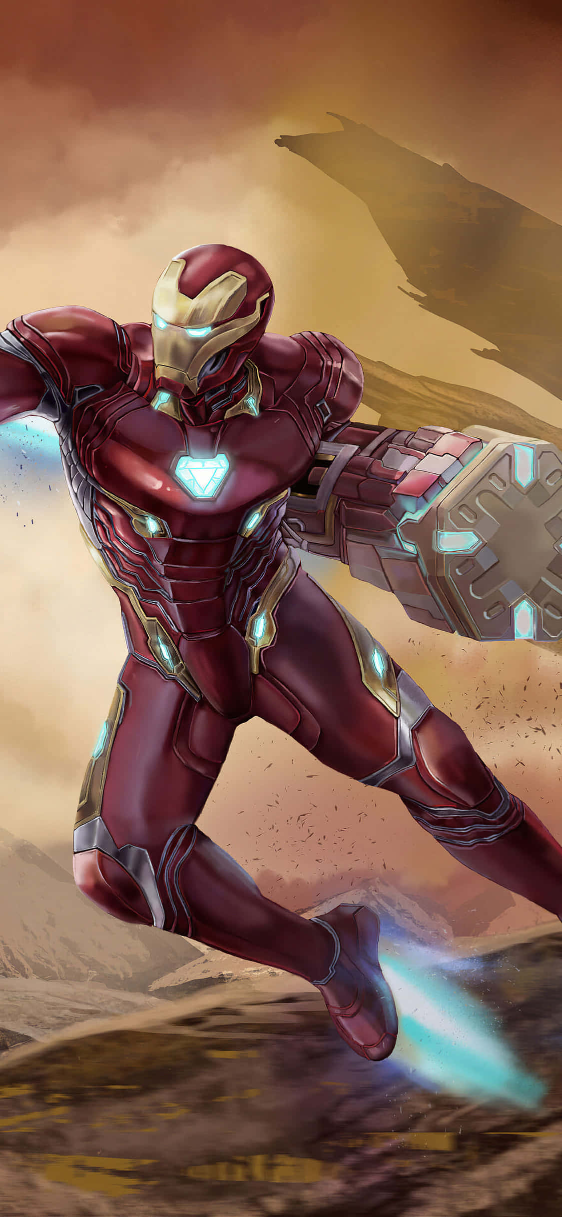 พื้นหลัง iPhone X Iron Man แขนค้อน วอลเปเปอร์