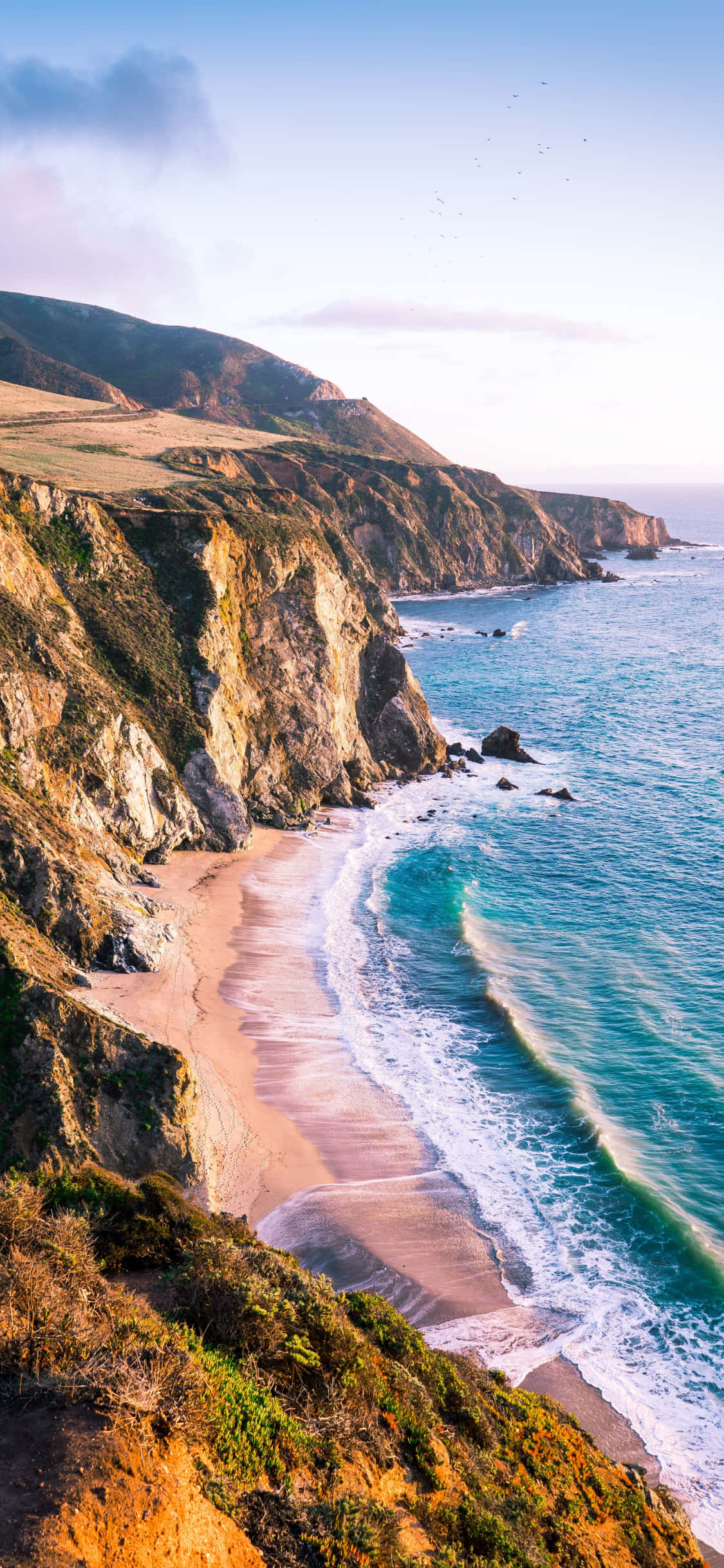 iPhone X พื้นหลัง Malibu ภูเขาชายฝั่ง วอลเปเปอร์