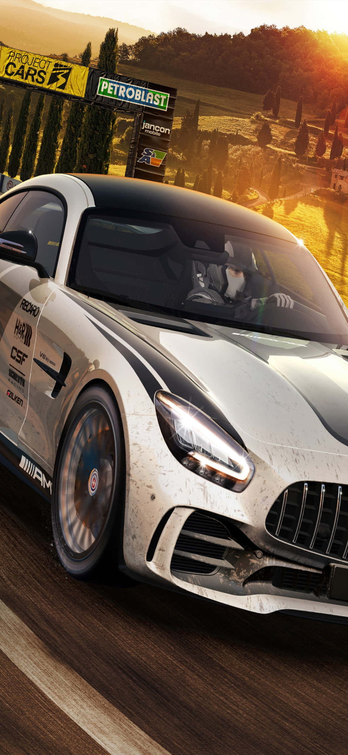 พื้นหลัง iPhone X โปรเจคคาร์ สีเทาอ่อน Mercedes AMG GT วอลเปเปอร์
