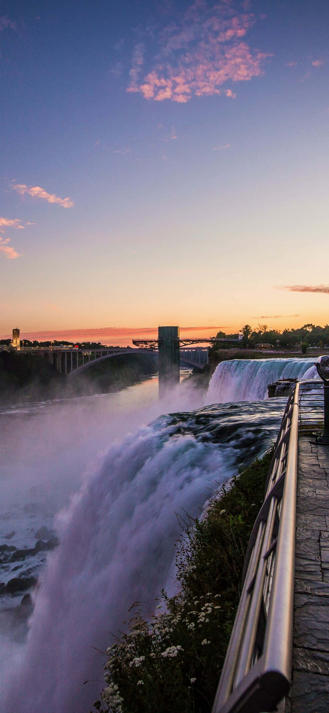 พื้นหลัง iPhone X Niagara Falls ท้องฟ้าพระอาทิตย์ตก วอลเปเปอร์