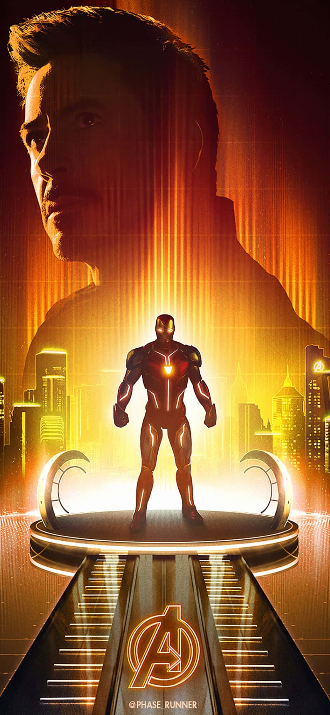 iPhone X พื้นหลัง Iron Man Iron Man ยืนบนเวที วอลเปเปอร์