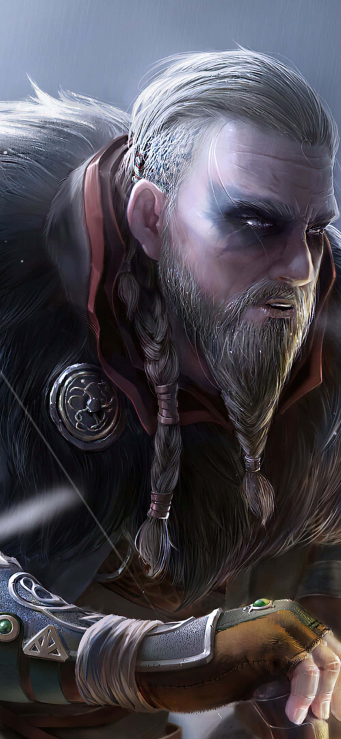 iPhone XS Assassin's Creed Valhalla ภาพวาดแฟนอาร์ตของอีวอร์พื้นหลัง วอลเปเปอร์