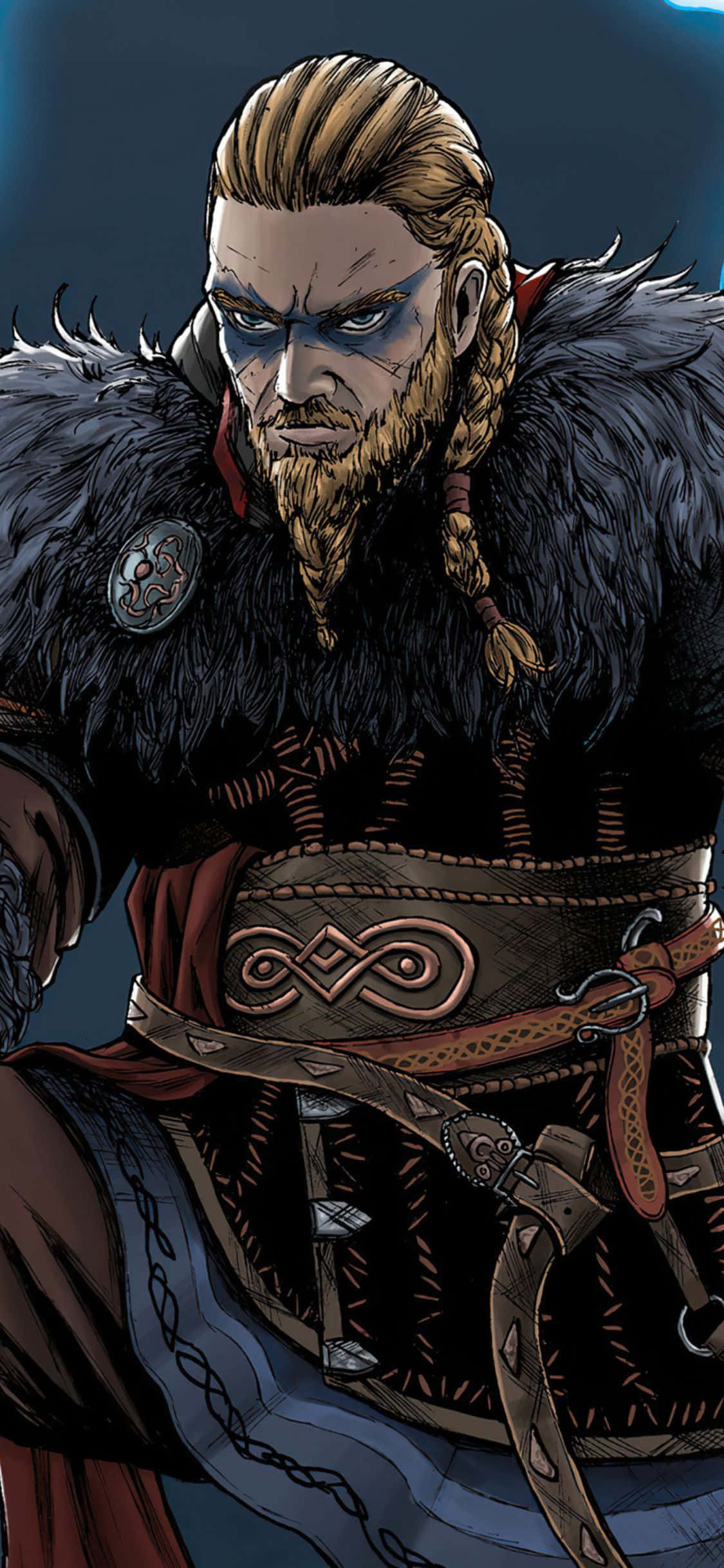 iPhone Xs Assassin's Creed Valhalla ภาพวาดแฟนอาร์ตของ Eivor พื้นหลัง วอลเปเปอร์