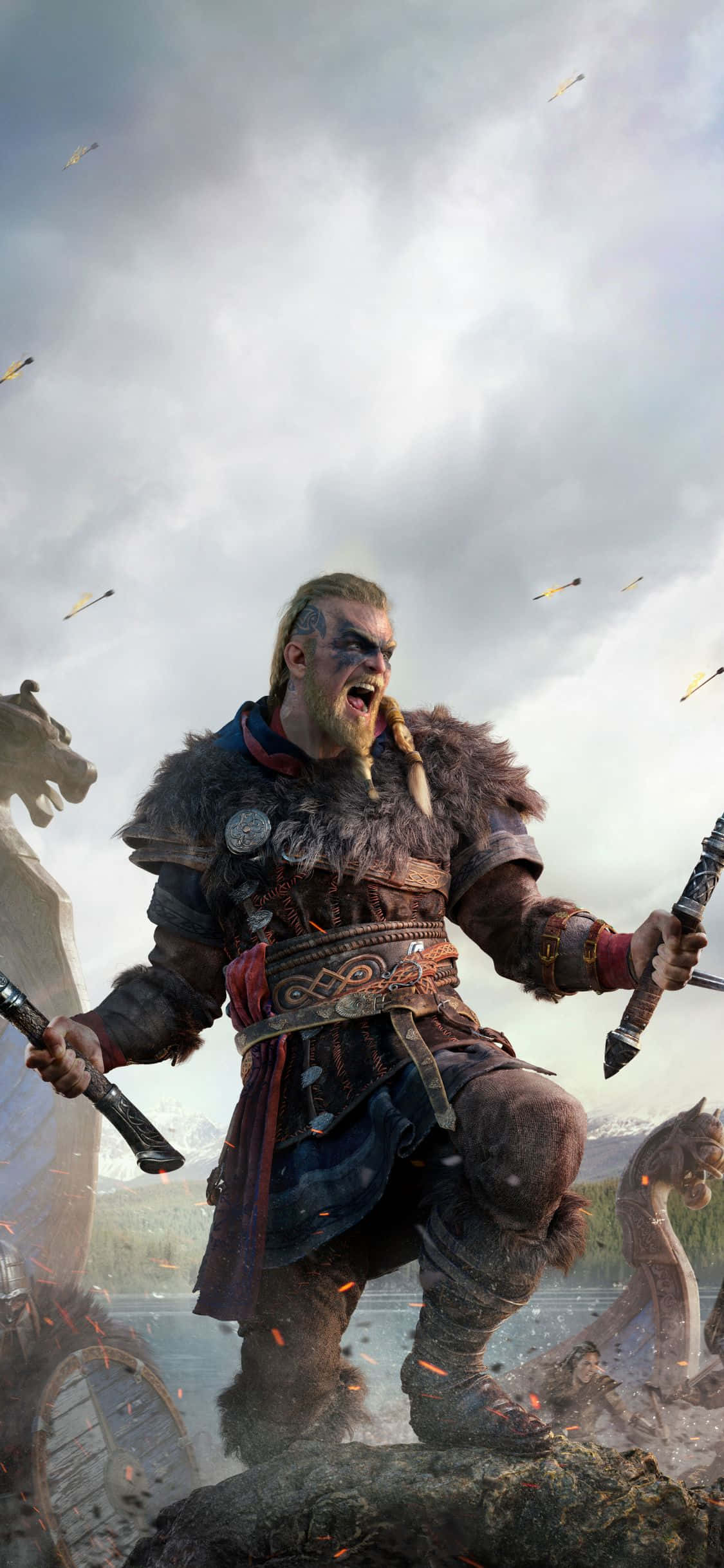 iPhone Xs Assassin's Creed Valhalla Eivor ตะโกน พื้นหลัง วอลเปเปอร์