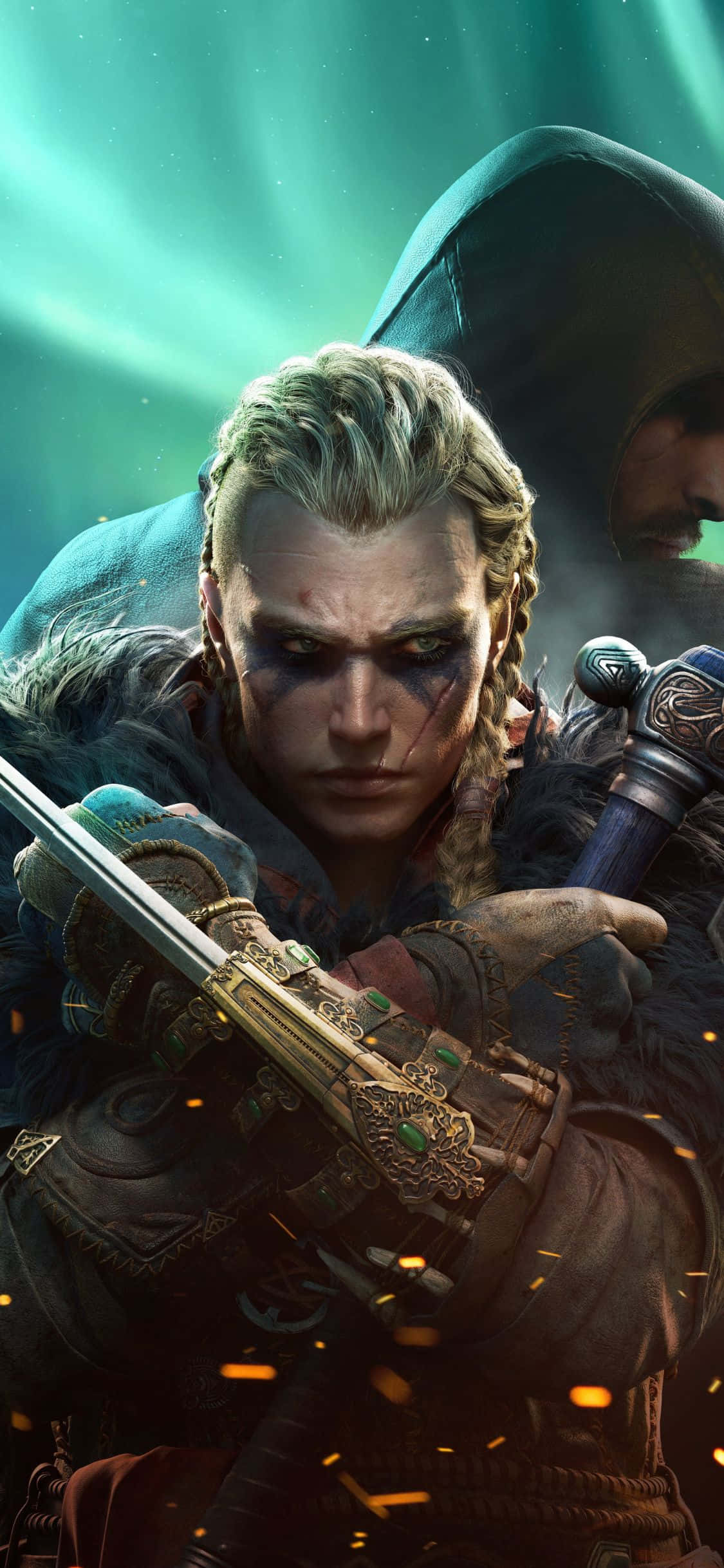 iPhone Xs Assassin's Creed Valhalla สตรี Eivor ในบทนักล่าสังหาร พื้นหลัง วอลเปเปอร์