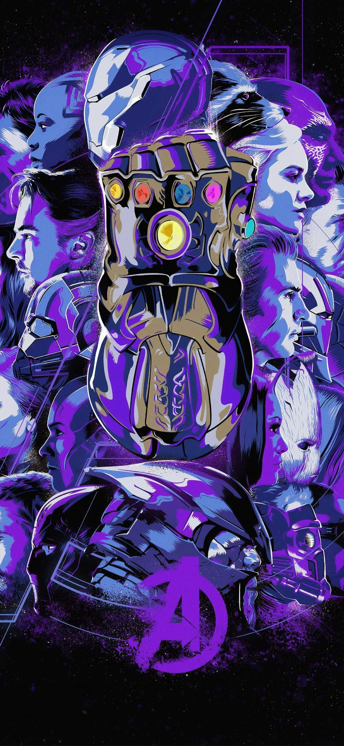 iPhone XS พื้นหลัง Avengers ฟานอาร์ท ถุงมือธานอส วอลเปเปอร์