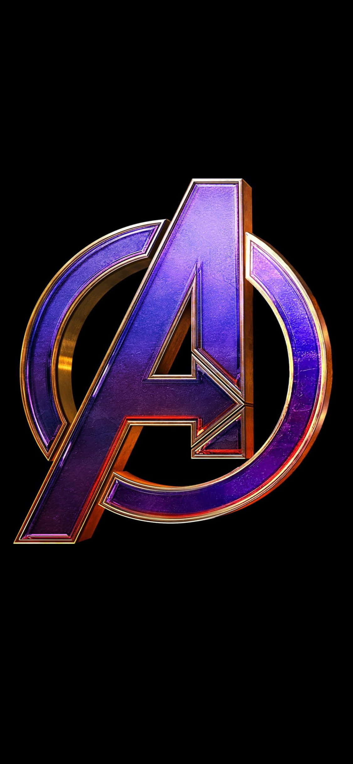 พื้นหลัง iPhone XS โลโก้ Avengers สีม่วง วอลเปเปอร์