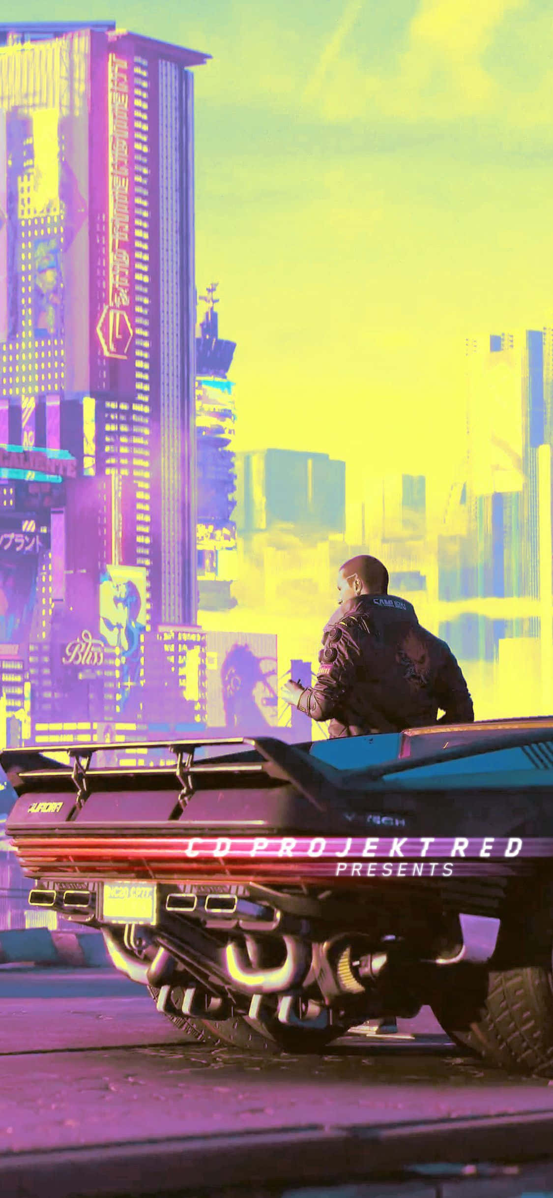iPhone XS Cyberpunk 2077 เมืองสว่างสดใส วอลเปเปอร์