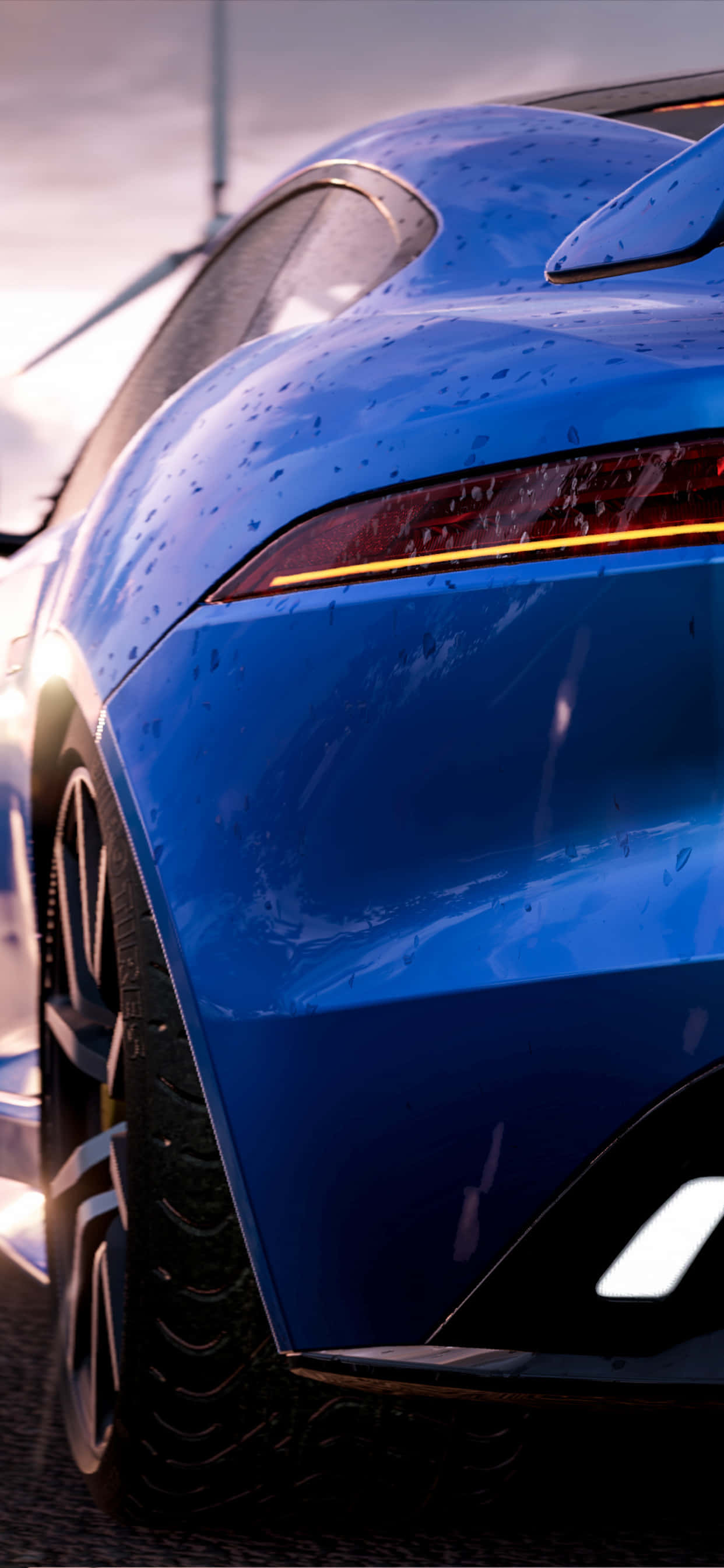 พื้นหลัง iPhone XS Max Project Cars 2 รถ Jaguar F-Type สีน้ำเงิน วอลเปเปอร์