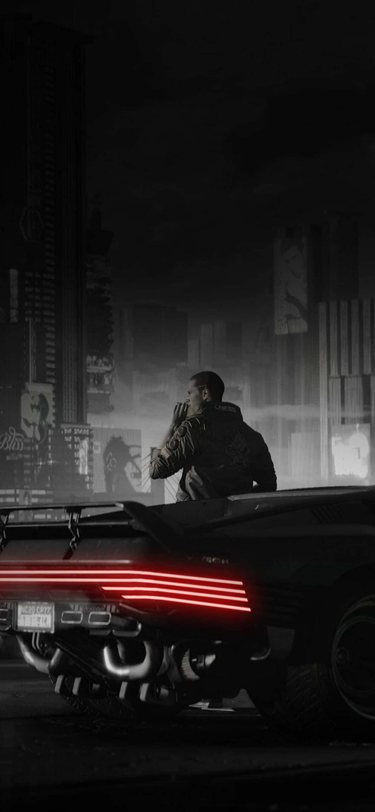 วอลเปเปอร์ iPhone XS Max Cyberpunk 2077 สีเข้ม วอลเปเปอร์