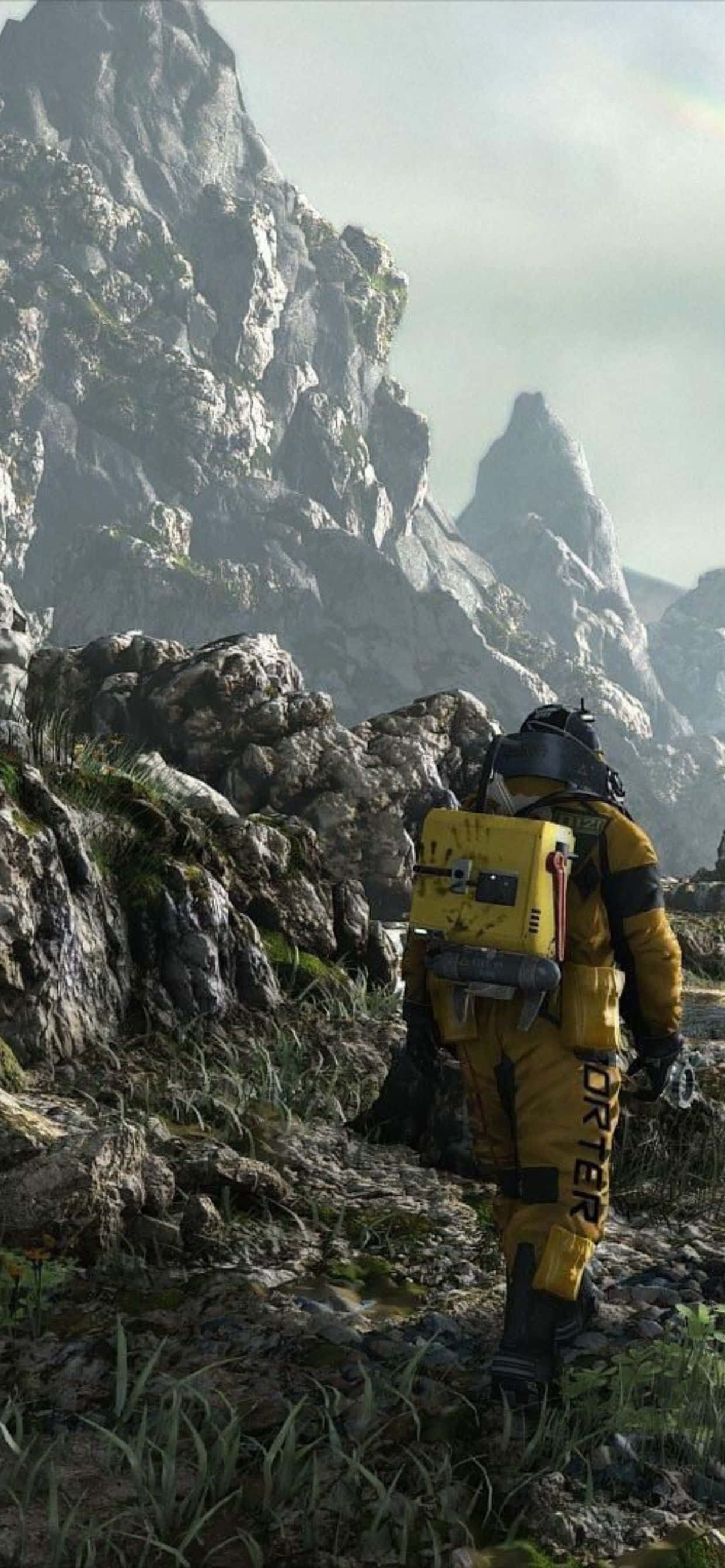 พลังเหนือโลกสถิตใน iPhone Xs Max พร้อมกับ Death Stranding วอลเปเปอร์