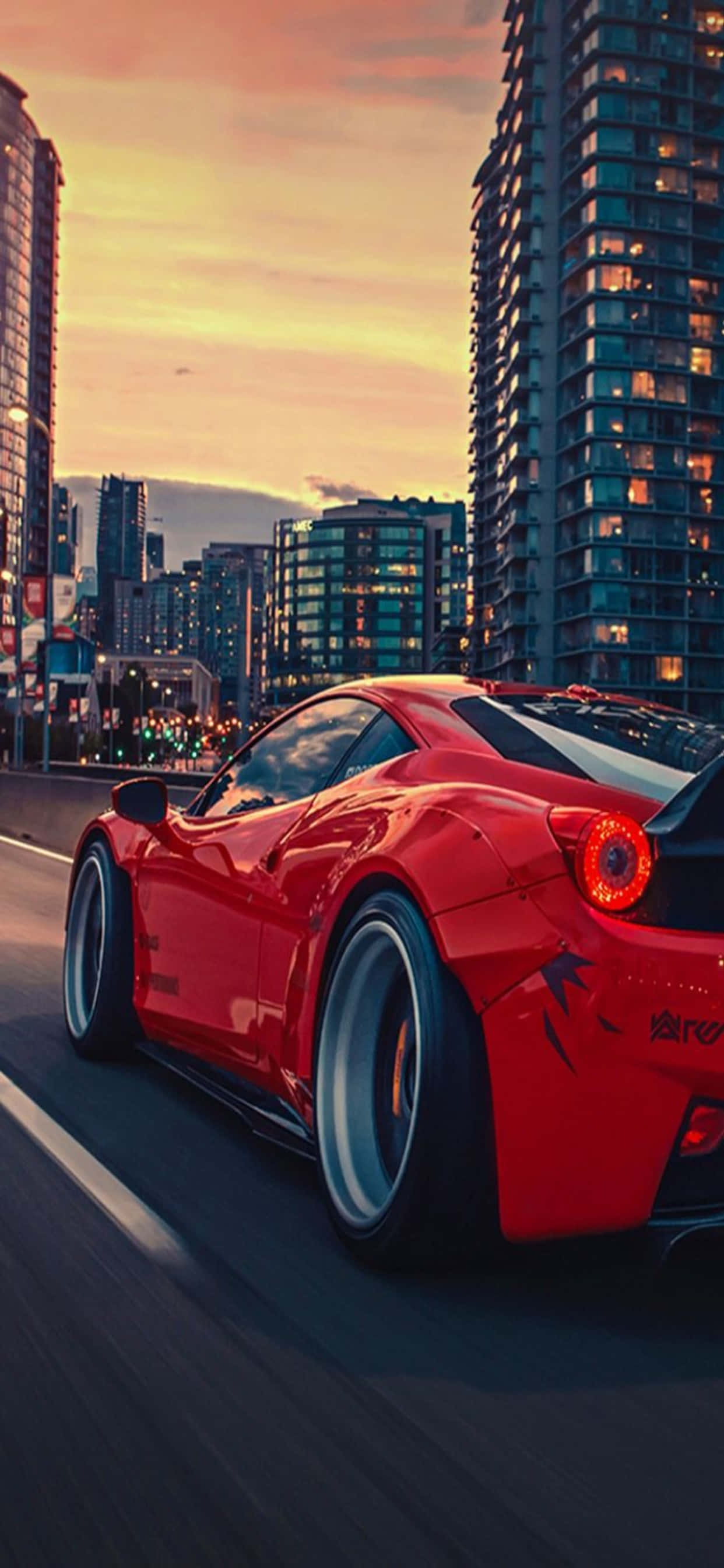 iPhone Xs Max Ferrari พื้นหลัง Ferrari 458 สีแดงเงา วอลเปเปอร์