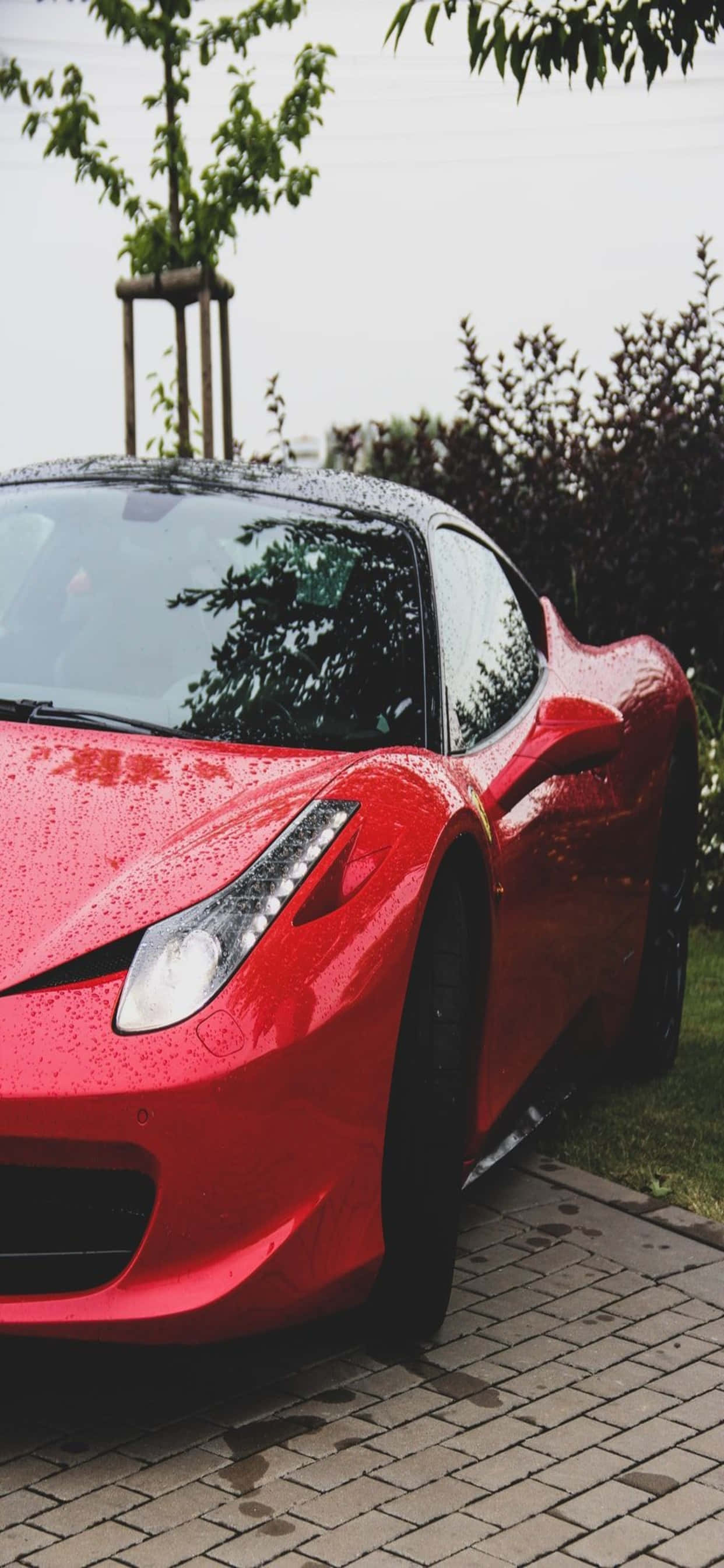 พื้นหลัง iPhone Xs Max Ferrari จอดสีแดง Ferrari 458 วอลเปเปอร์