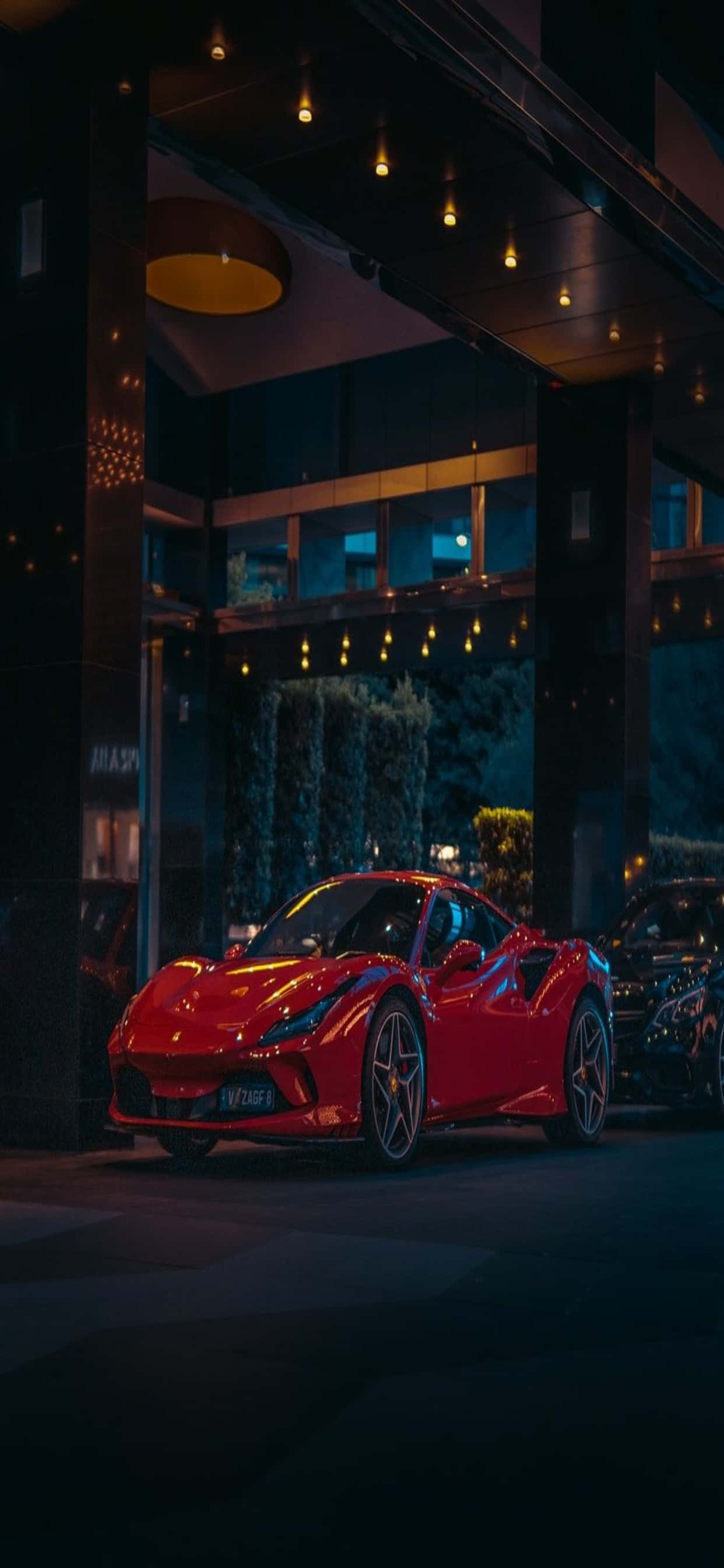 iPhone Xs Max พื้นหลัง Ferrari รถ Ferrari 458 Speciale สีแดงในเวลากลางคืน วอลเปเปอร์