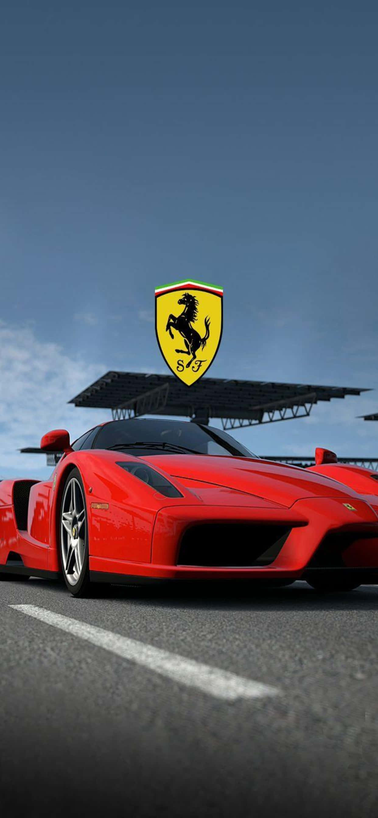 พื้นหลัง iPhone XS Max Ferrari สีแดง Ferrari Enzo พร้อมโลโก้ วอลเปเปอร์