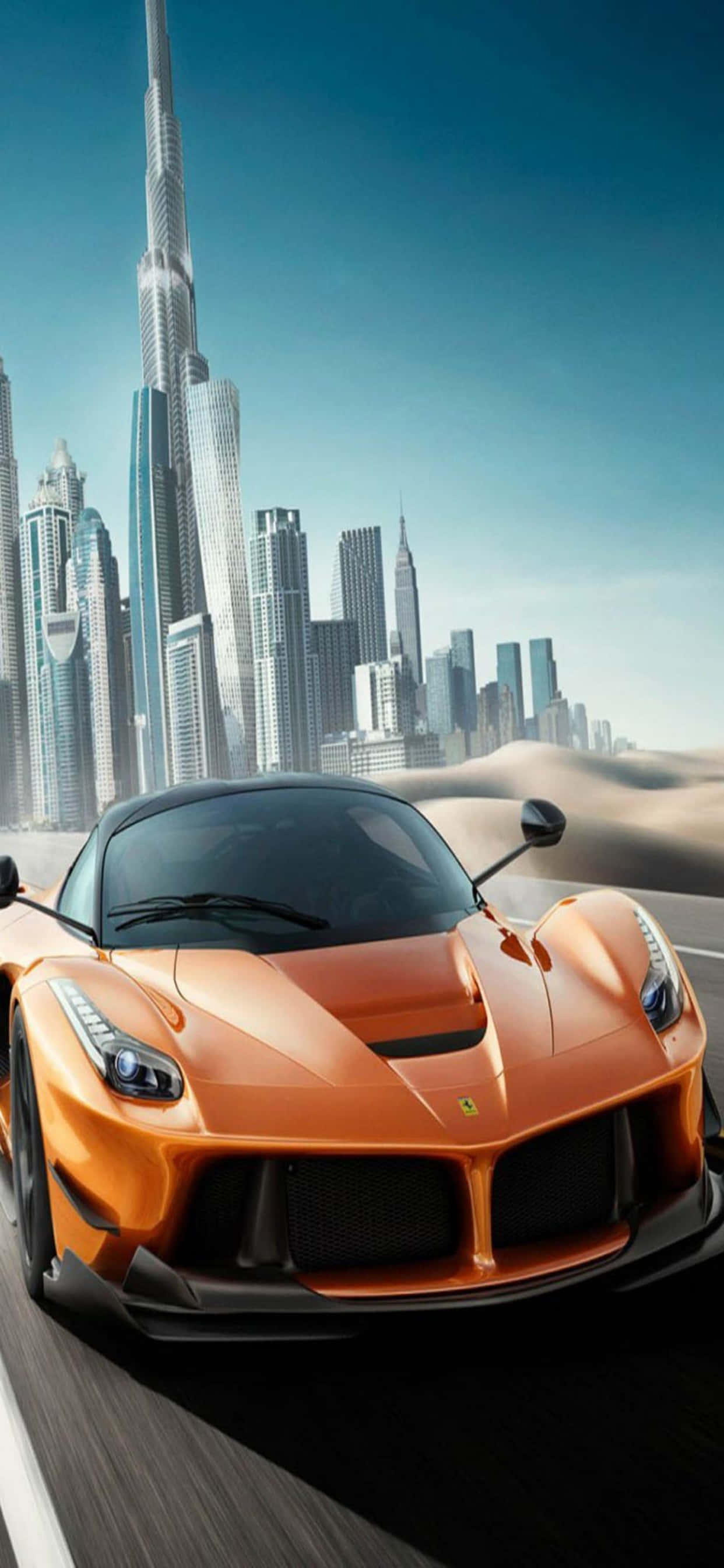 พื้นหลัง iPhone Xs Max Ferrari สีส้ม LaFerrari วอลเปเปอร์