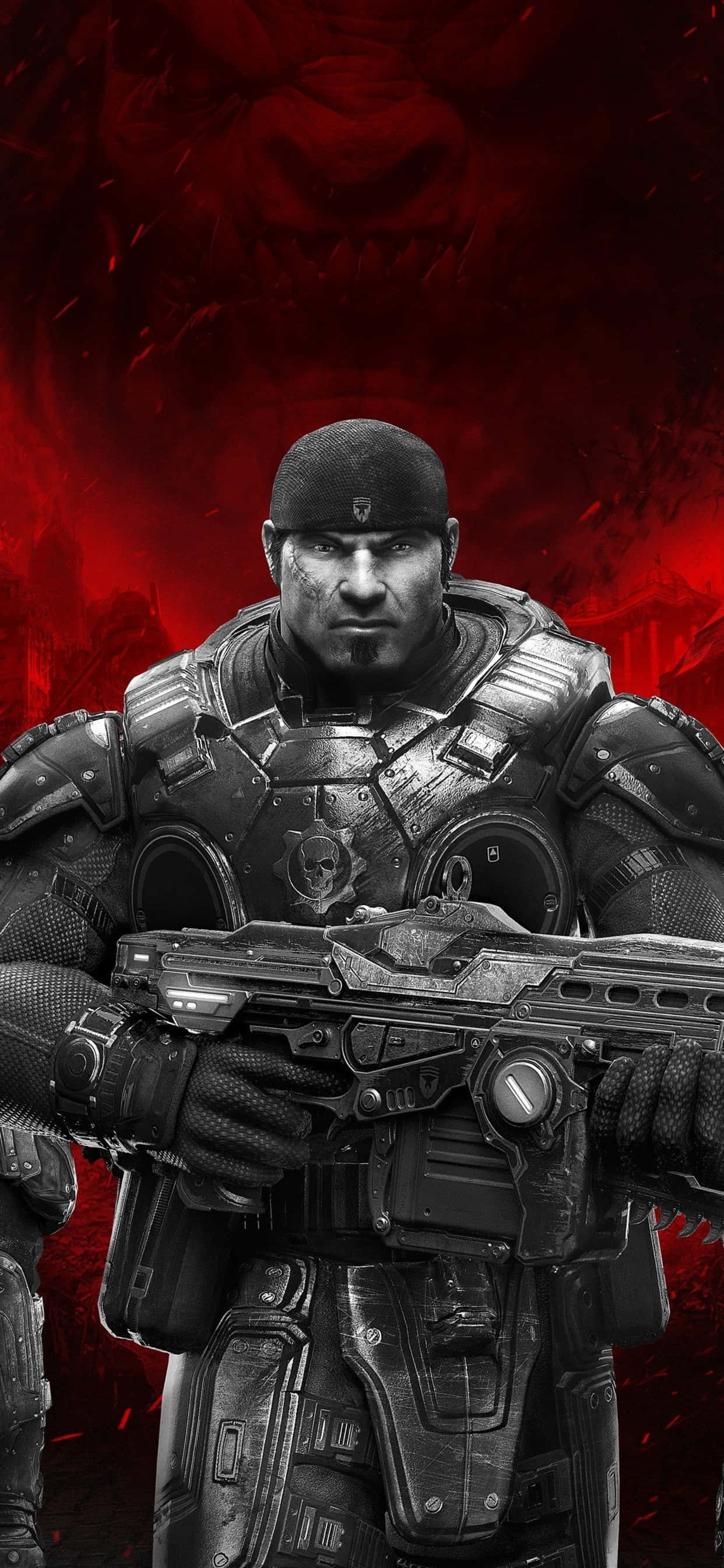 iPhone XS Max Gears Of War 5 ตัวละคร Marcus พื้นหลัง วอลเปเปอร์