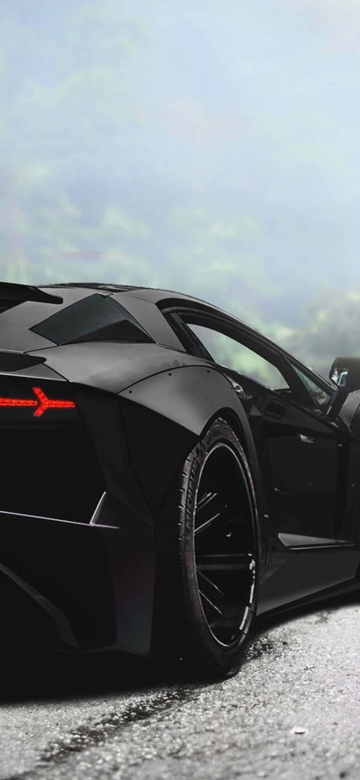 iPhone XS Max Lamborghini สีดำ พื้นหลังด้านหลัง วอลเปเปอร์