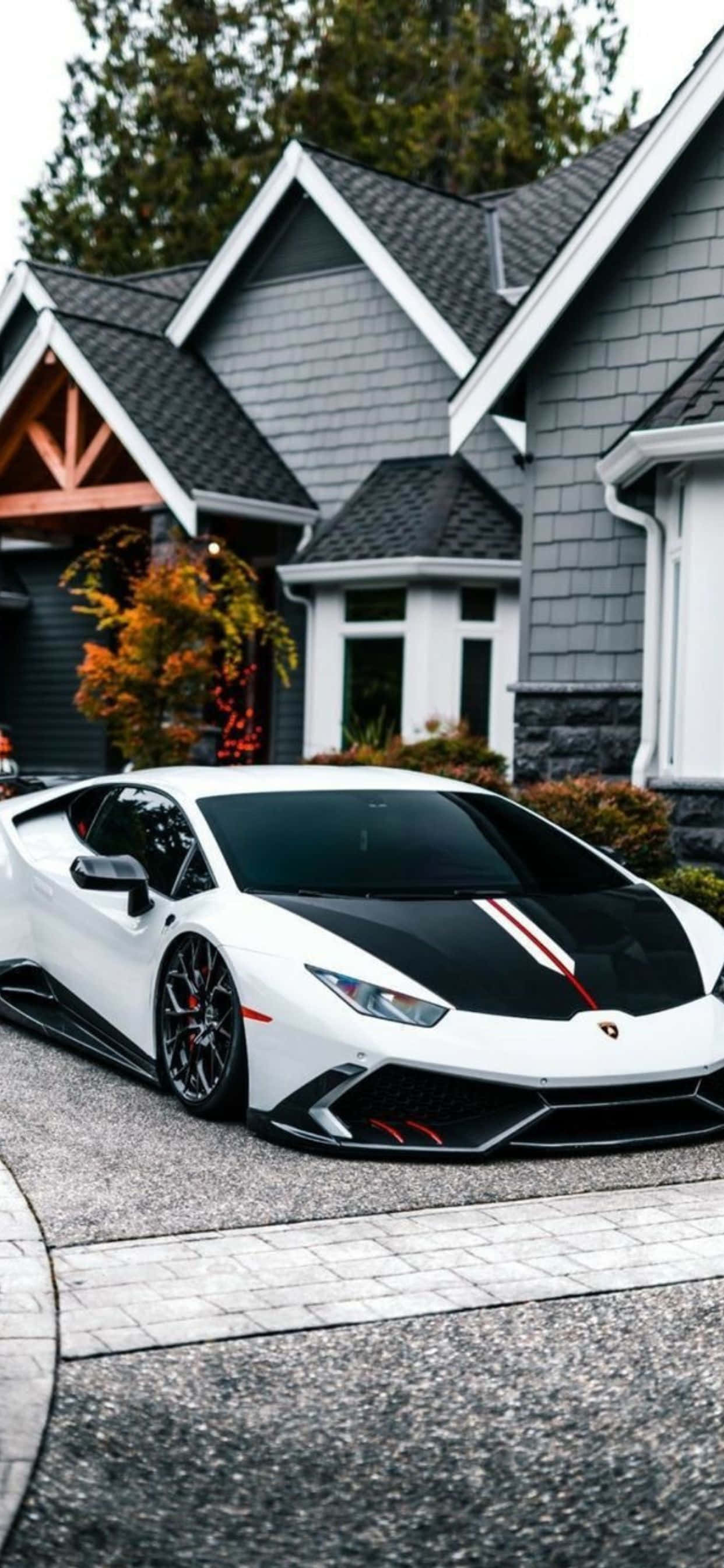 วอลเปเปอร์ iPhone XS Max สีขาวและดำ Lamborghini วอลเปเปอร์