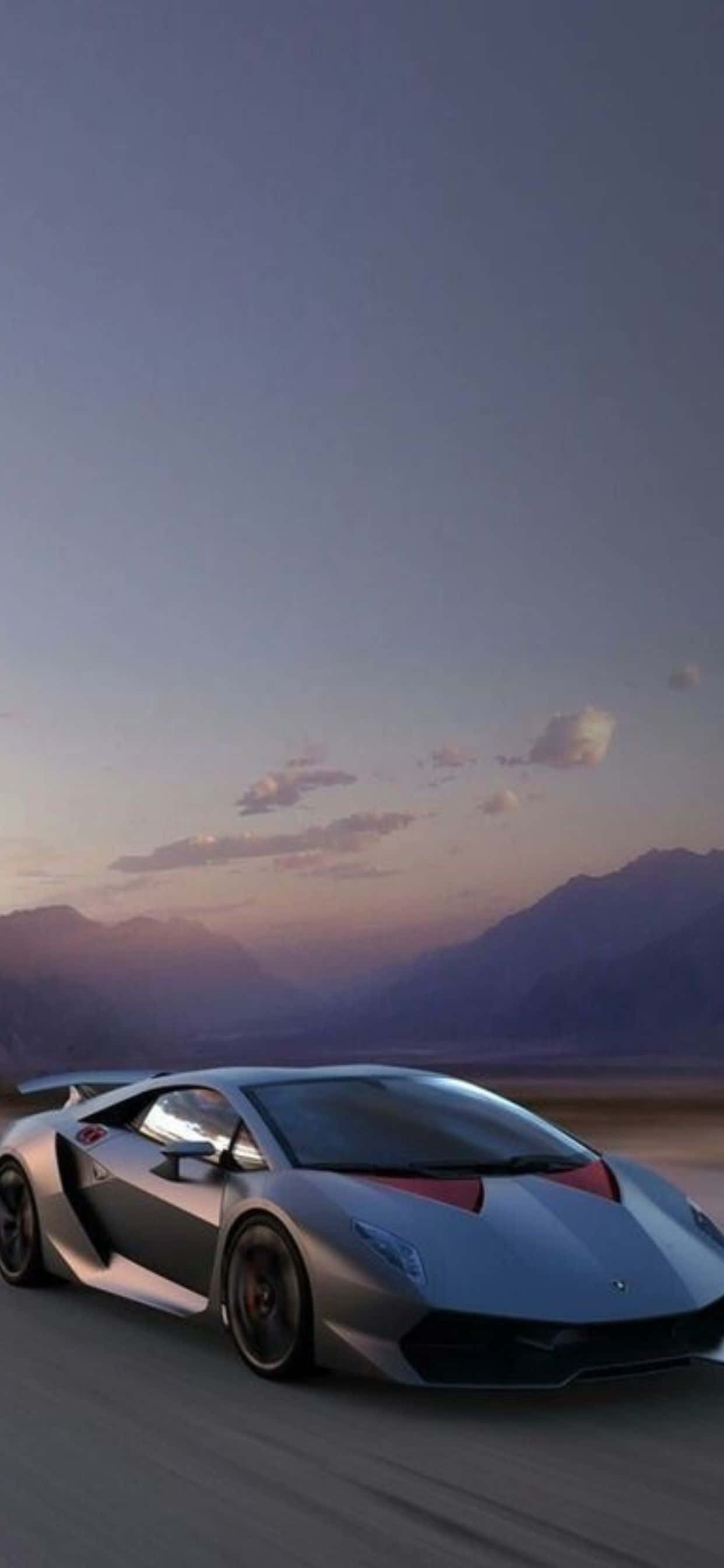 iPhone XS Max Lamborghini พื้นหลังสีเทาเรียบลื่น วอลเปเปอร์