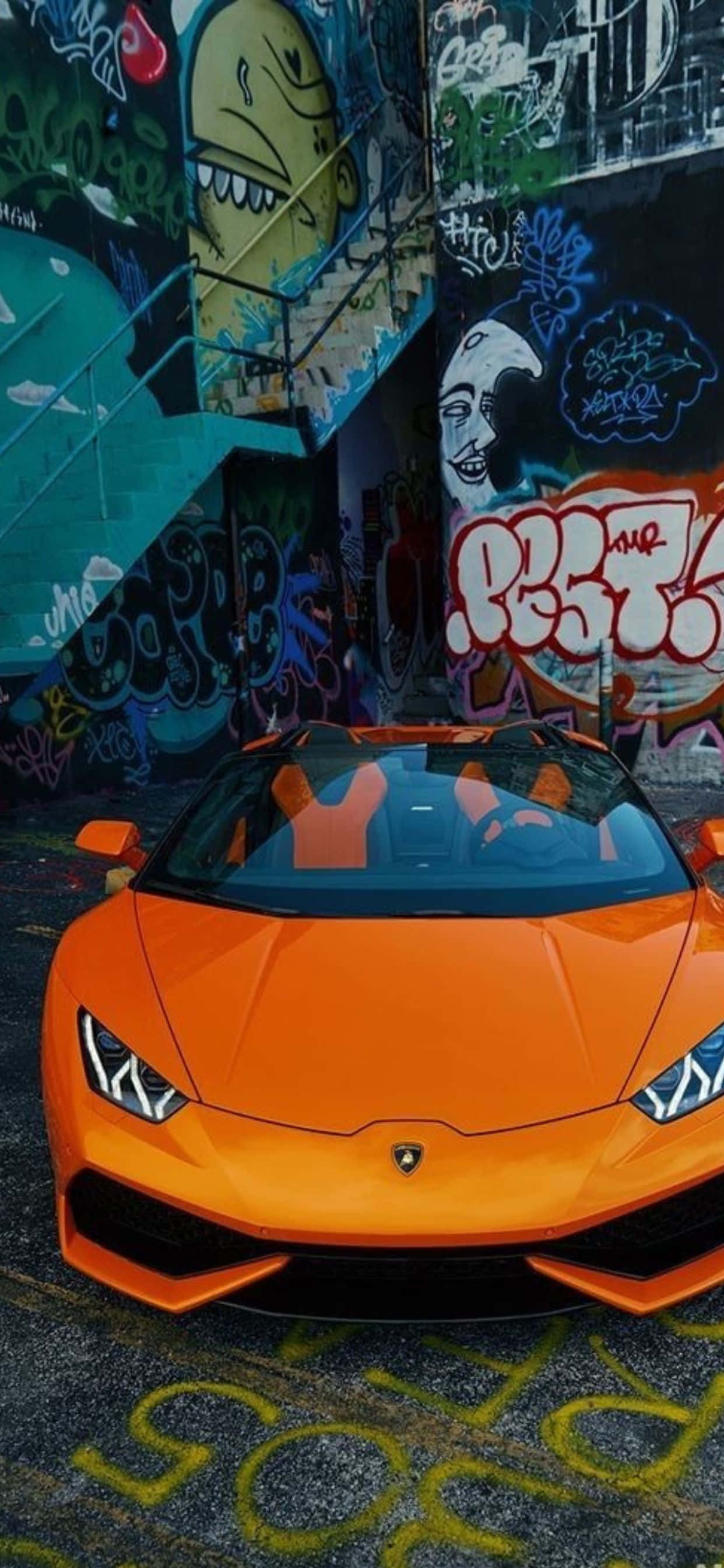 พื้นหลัง iPhone XS Max Lamborghini Orange Huracan วอลเปเปอร์