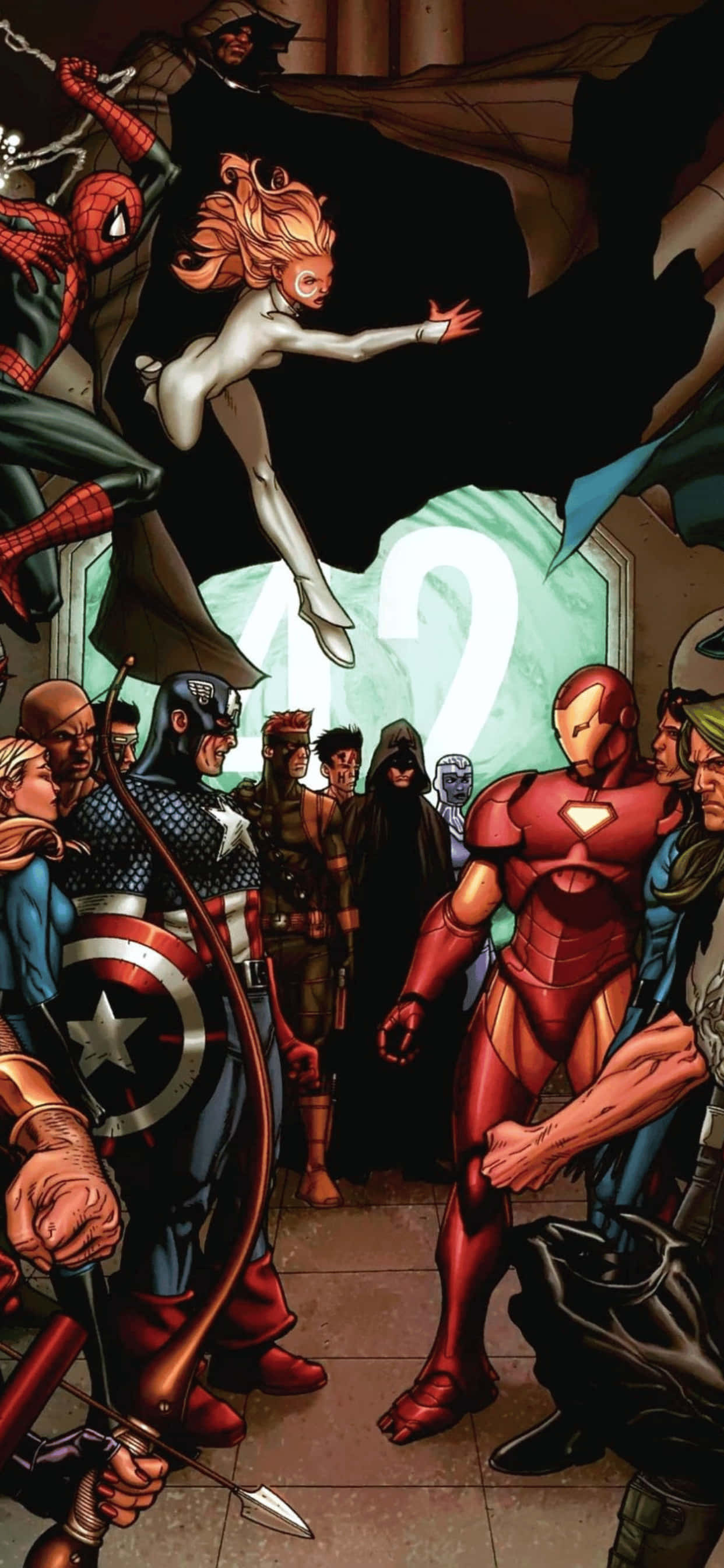 พื้นหลัง iPhone XS Max กลุ่มซูเปอร์ฮีโร่ Marvel วอลเปเปอร์
