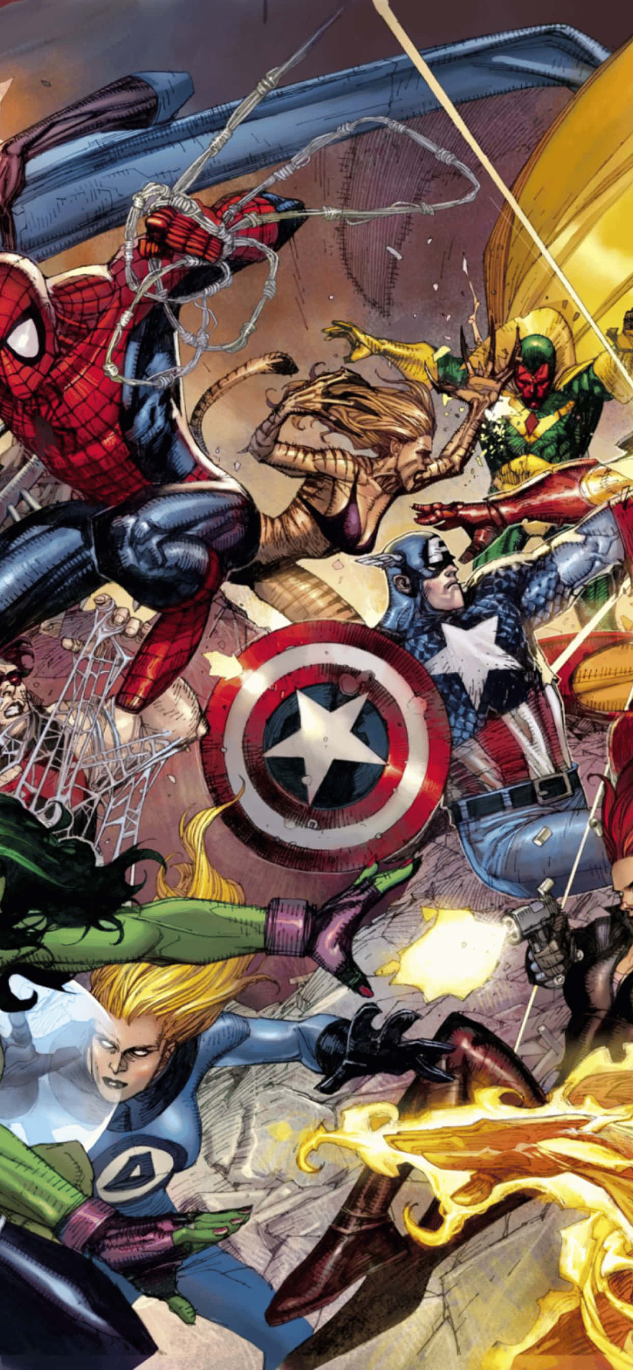 พื้นหลัง iPhone XS Max Marvel คอมิกคลาสสิก วอลเปเปอร์
