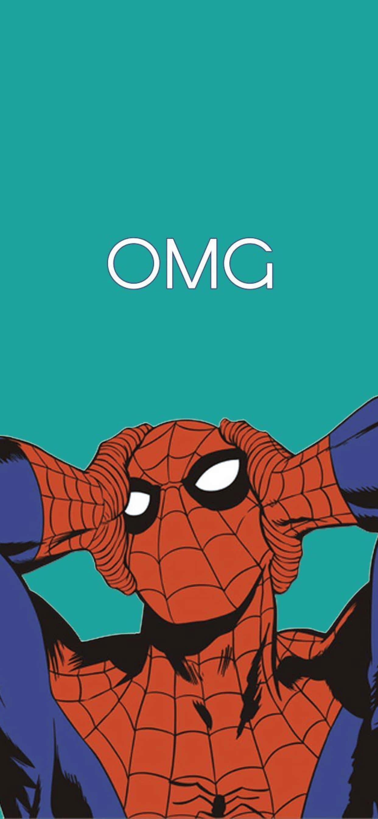 พื้นหลัง iPhone XS Max Marvel Spiderman สีฟ้าเขียว วอลเปเปอร์