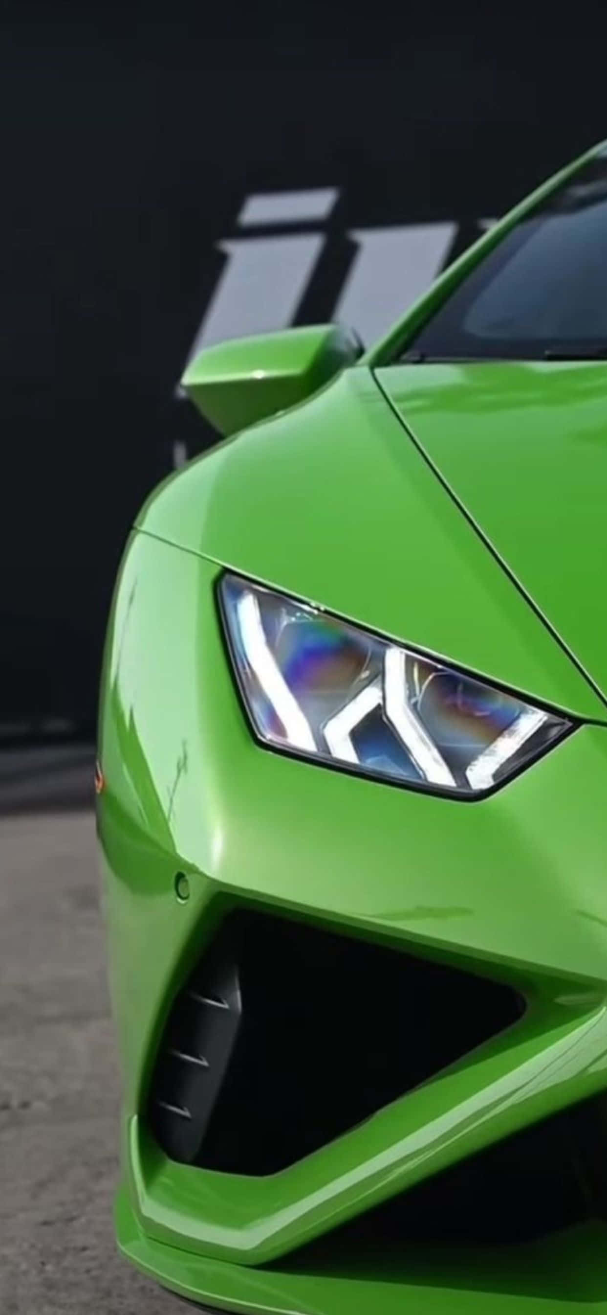 iPhone XS Max Lamborghini พื้นหลังสีเขียว วอลเปเปอร์