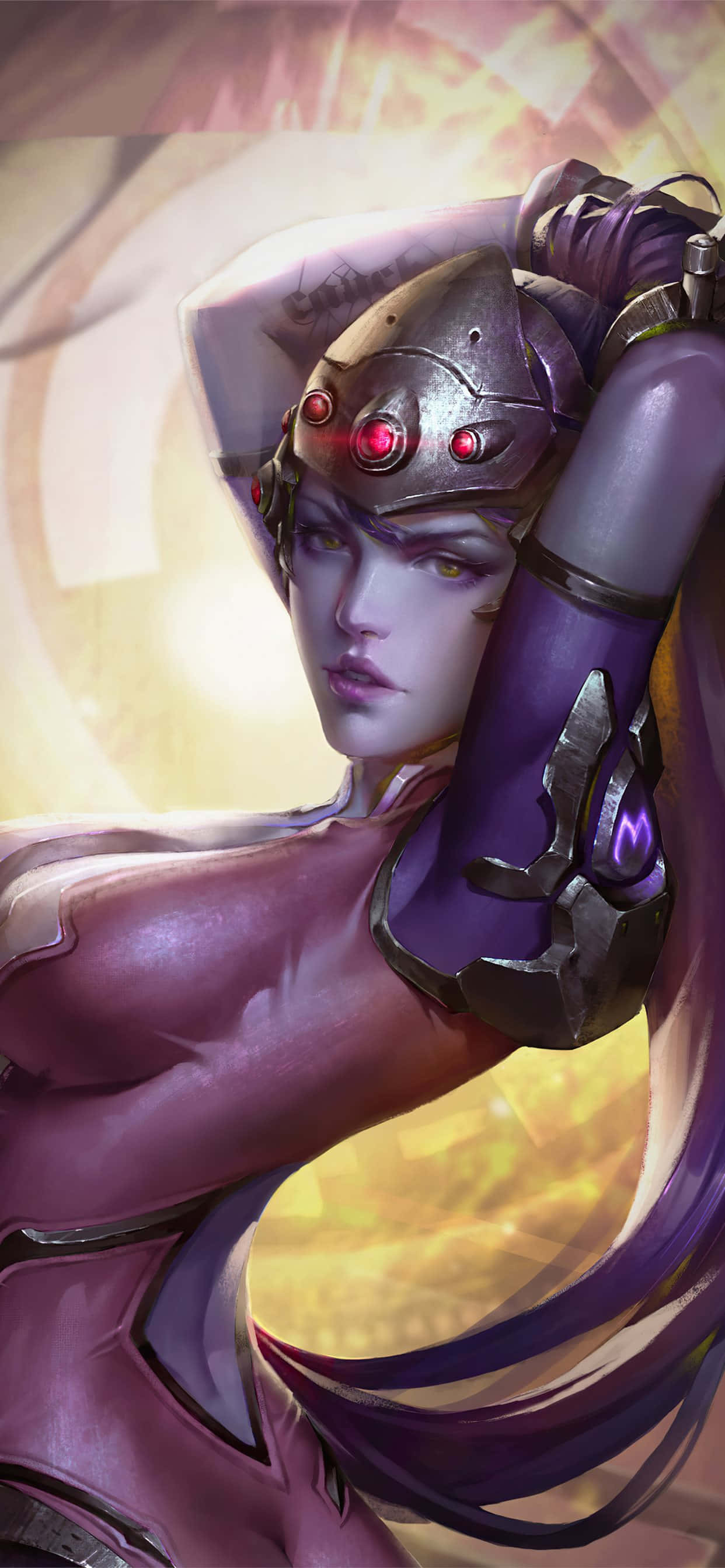 iPhone Xs Max พื้นหลัง Overwatch วิโดว์เมیکอร์ โพสต์เซ็กซี่ วอลเปเปอร์