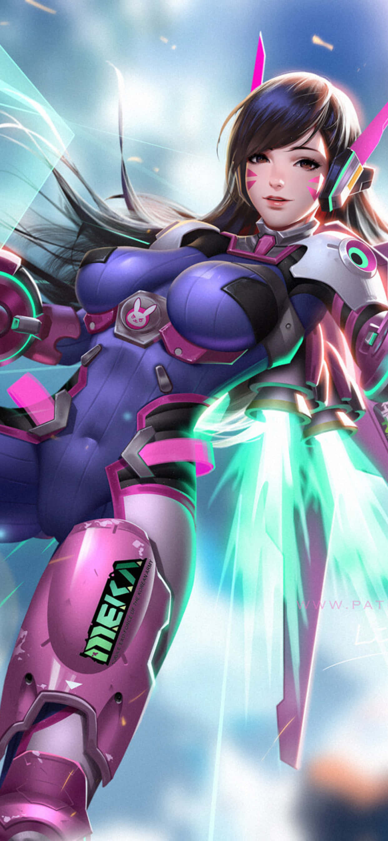 iPhone Xs Max พื้นหลัง Overwatch D.Va มีปีก วอลเปเปอร์