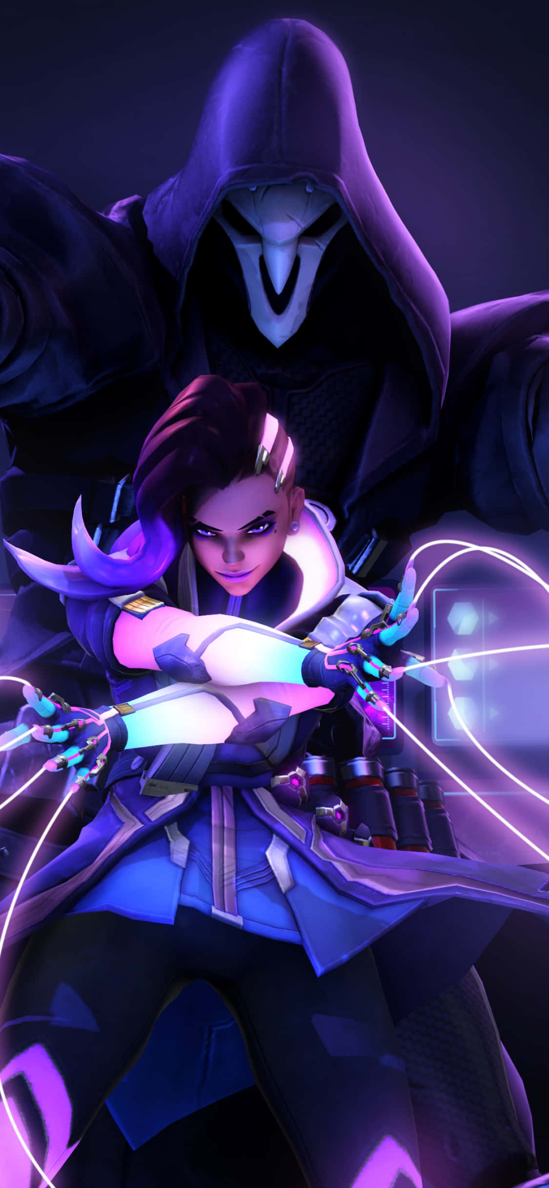 iPhone Xs Max Overwatch พื้นหลัง Reaper และ Sombra วอลเปเปอร์