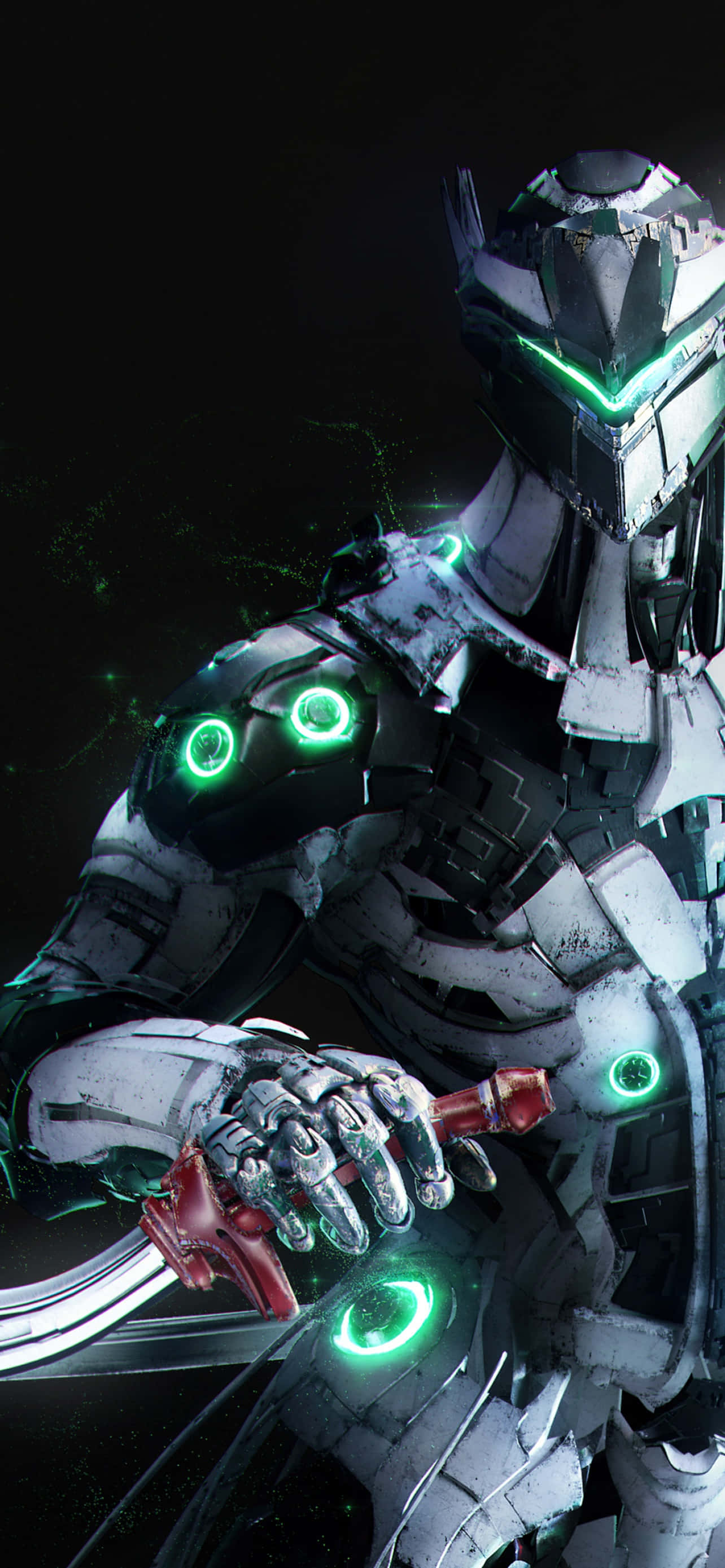 พื้นหลัง iPhone Xs Max Overwatch Genji ชุดโลหะ วอลเปเปอร์