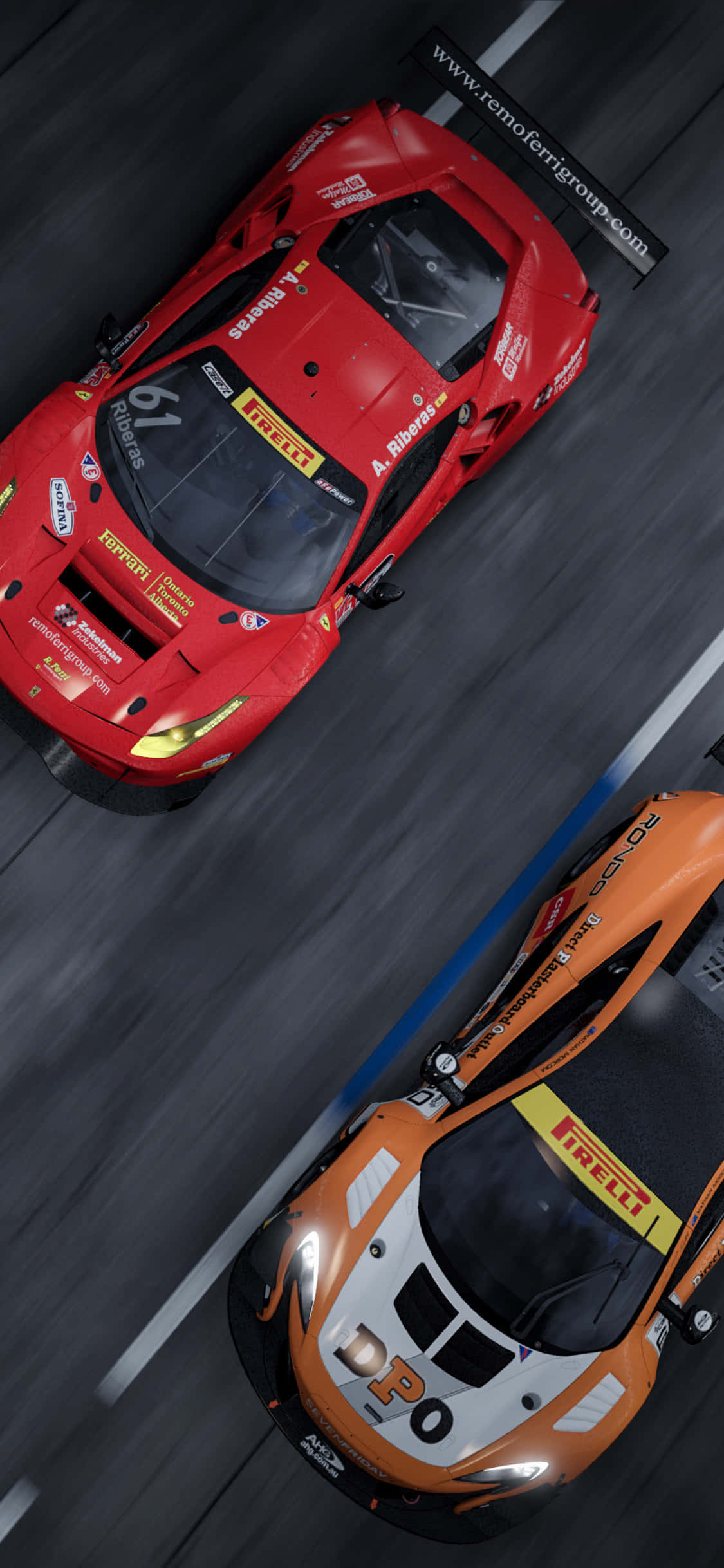 iPhone XS Max Project Cars 2 รถแข่งสีแดงและส้ม วอลเปเปอร์