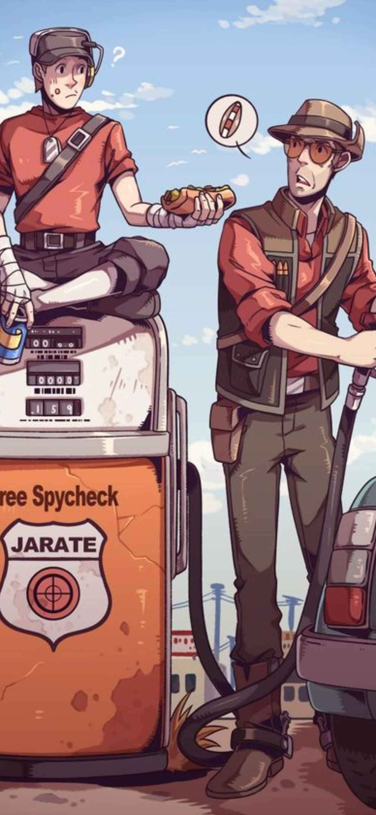 สเกาต์และสไนเปอร์แบบเคลื่อนไหว iPhone Xs Max Team Fortress 2 พื้นหลัง วอลเปเปอร์