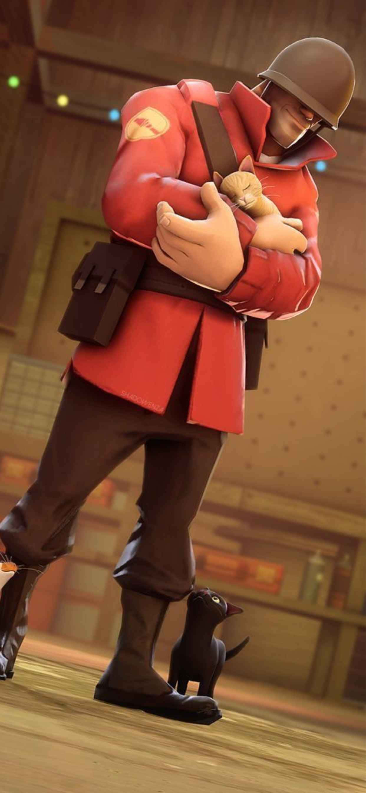 พื้นหลัง iPhone Xs Max Team Fortress 2 พอร์เทรททหารสีแดง วอลเปเปอร์