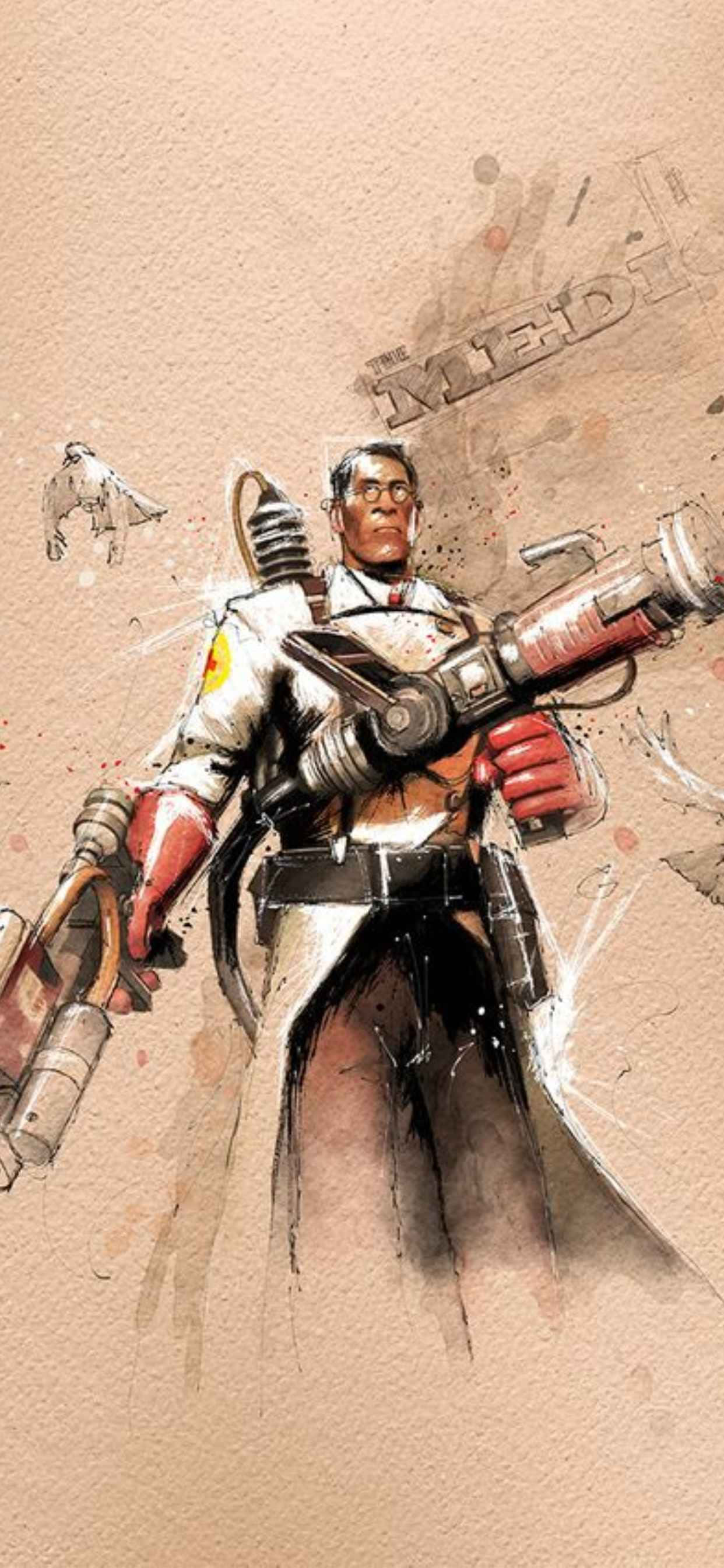 พื้นหลังภาพตัวละครแพทย์ดีไซน์ iPhone Xs Max Team Fortress 2 วอลเปเปอร์