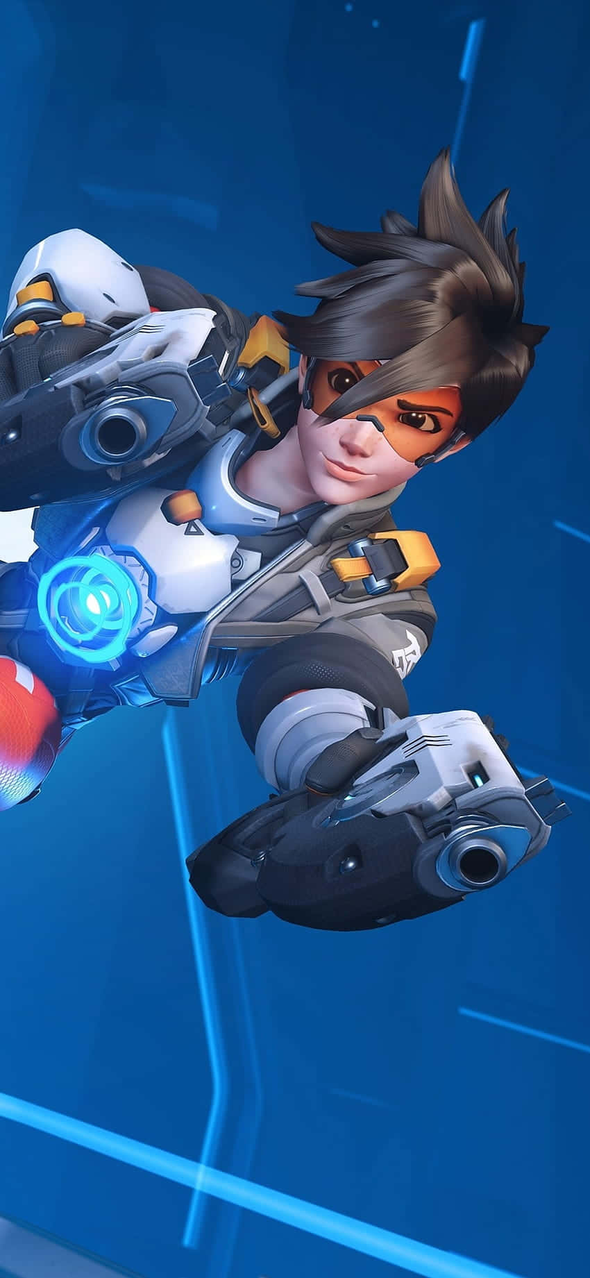 iPhone Xs Max Overwatch พื้นหลัง Tracer ปืนคู่ วอลเปเปอร์