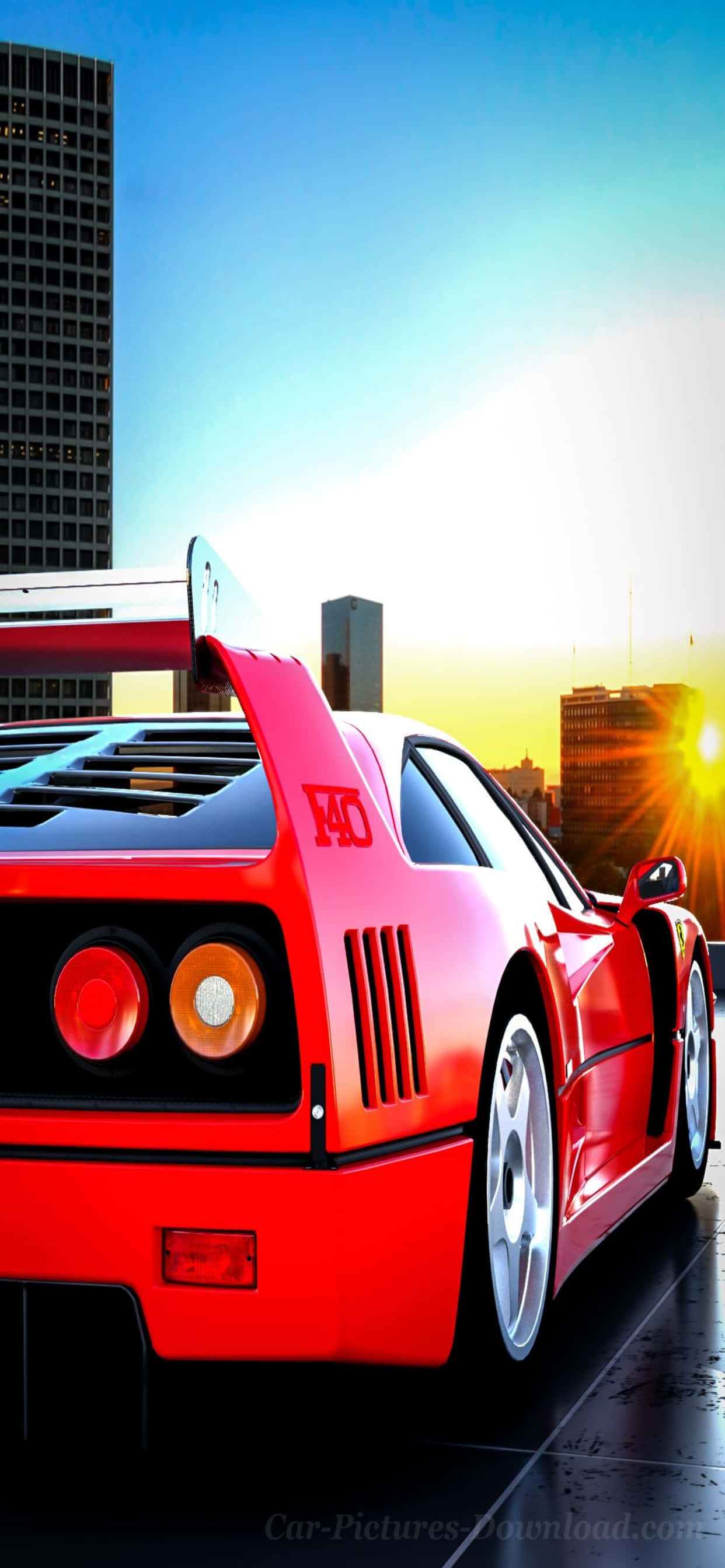 iPhone Xs Max พื้นหลัง Ferrari ภาพวาดของ Ferrari F40 สีแดง วอลเปเปอร์