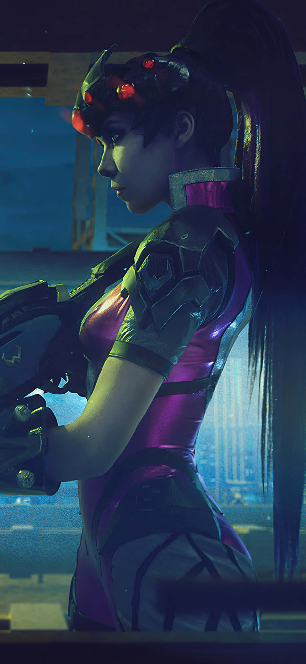 iPhone Xs Max Overwatch พื้นหลัง Widowmaker ด้านข้าง วอลเปเปอร์