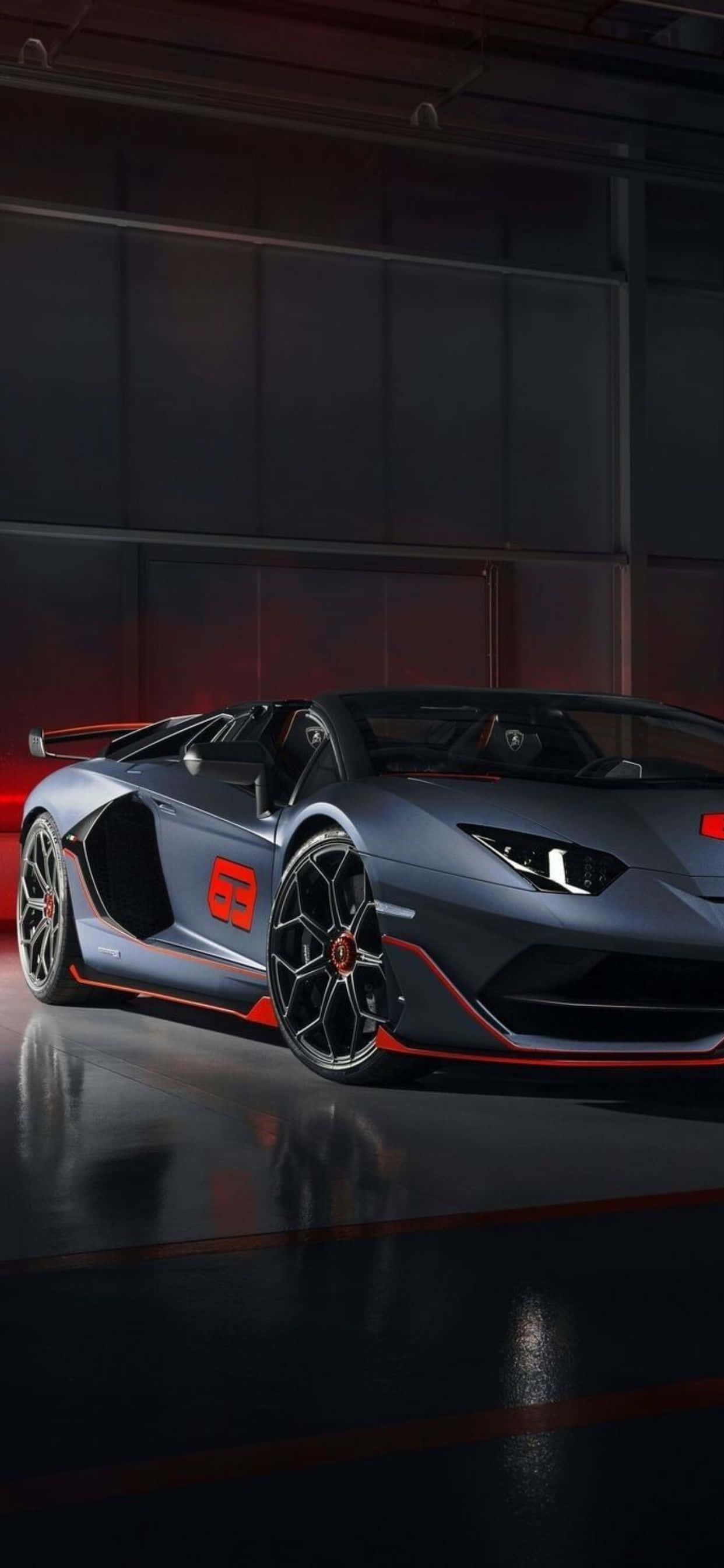พื้นหลังสีแดงและเทาของ iPhone XS Max Lamborghini วอลเปเปอร์