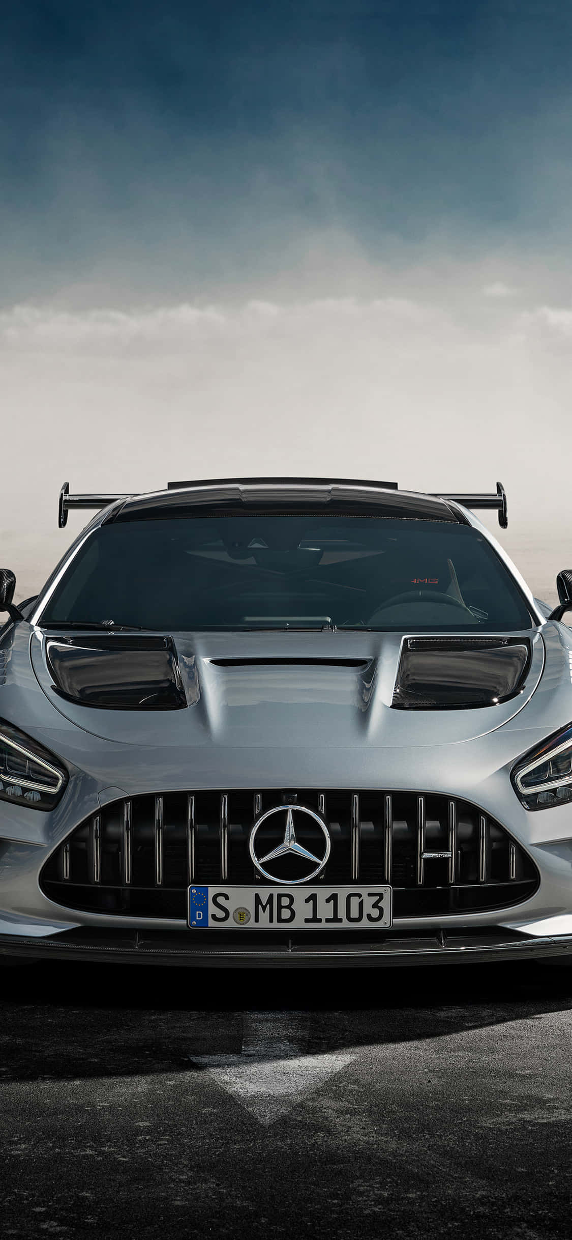 พื้นหลังสีเงิน iPhone Xs Mercedes Amg วอลเปเปอร์