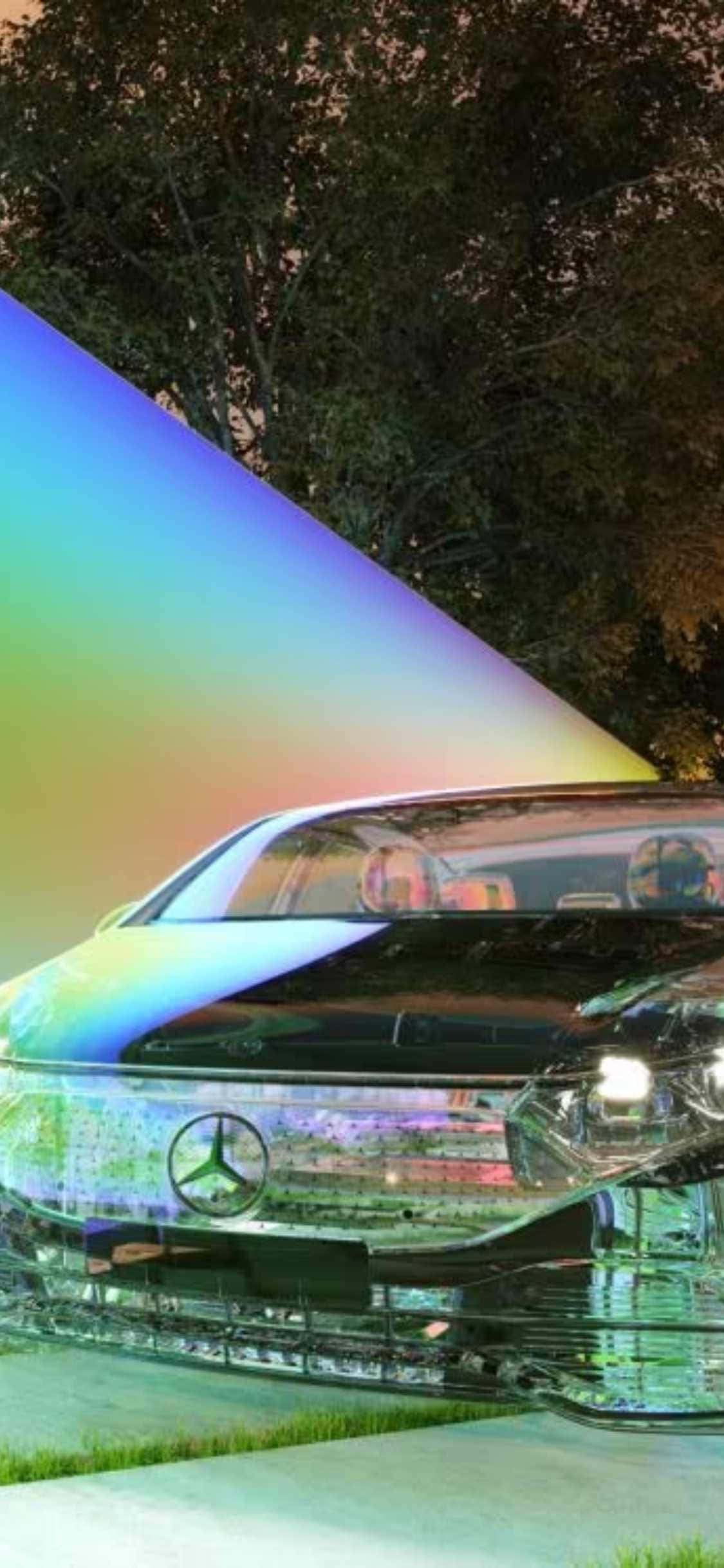 iPhone XS พื้นหลัง Mercedes สะท้อนแสง Mercedes-Benz S-Class วอลเปเปอร์