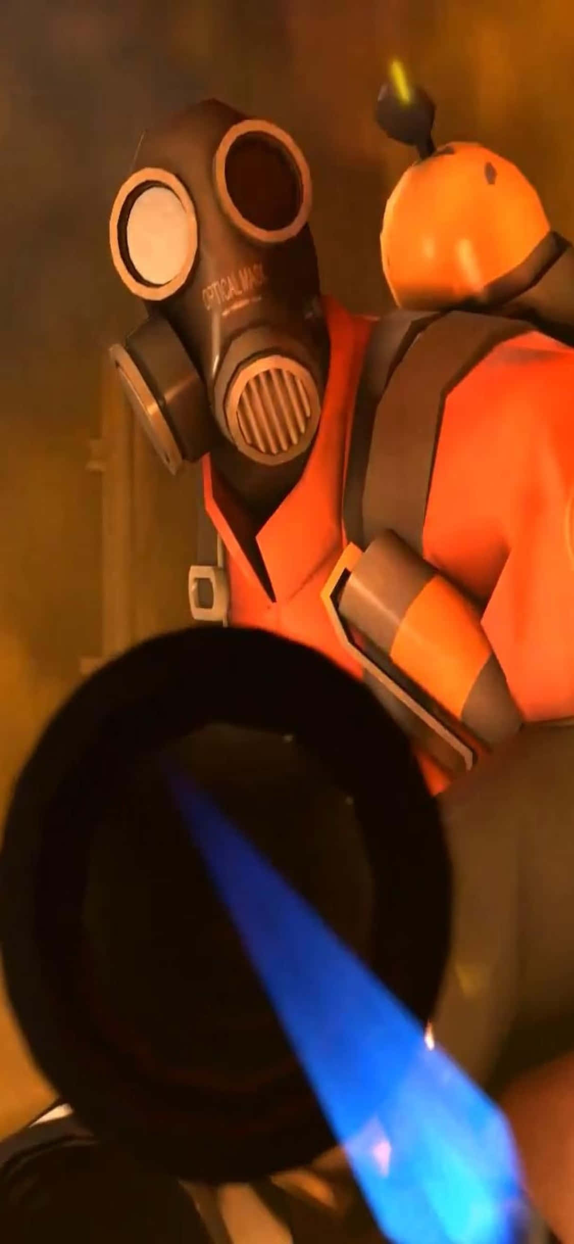 iPhone Xs TF2 พื้นหลัง Pyro กำลังเล็งเครื่องพ่นไฟ วอลเปเปอร์