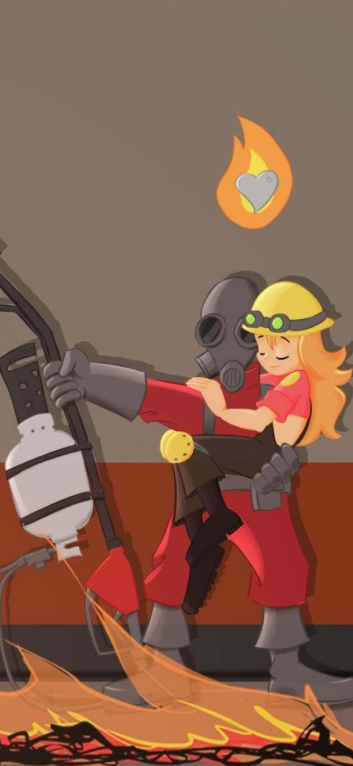 iPhone Xs TF2 พื้นหลัง สาวกอด Pyro วอลเปเปอร์